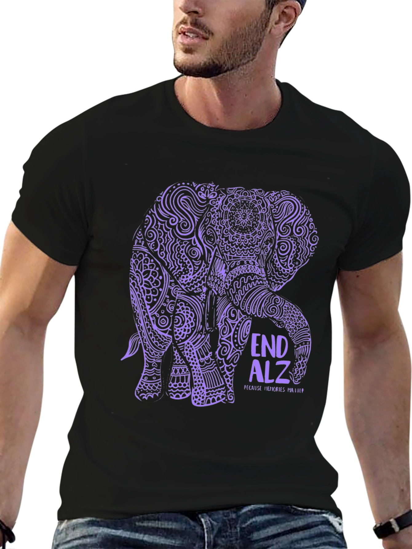 Elephant Alzheimers Awareness Graphic T-Shirt