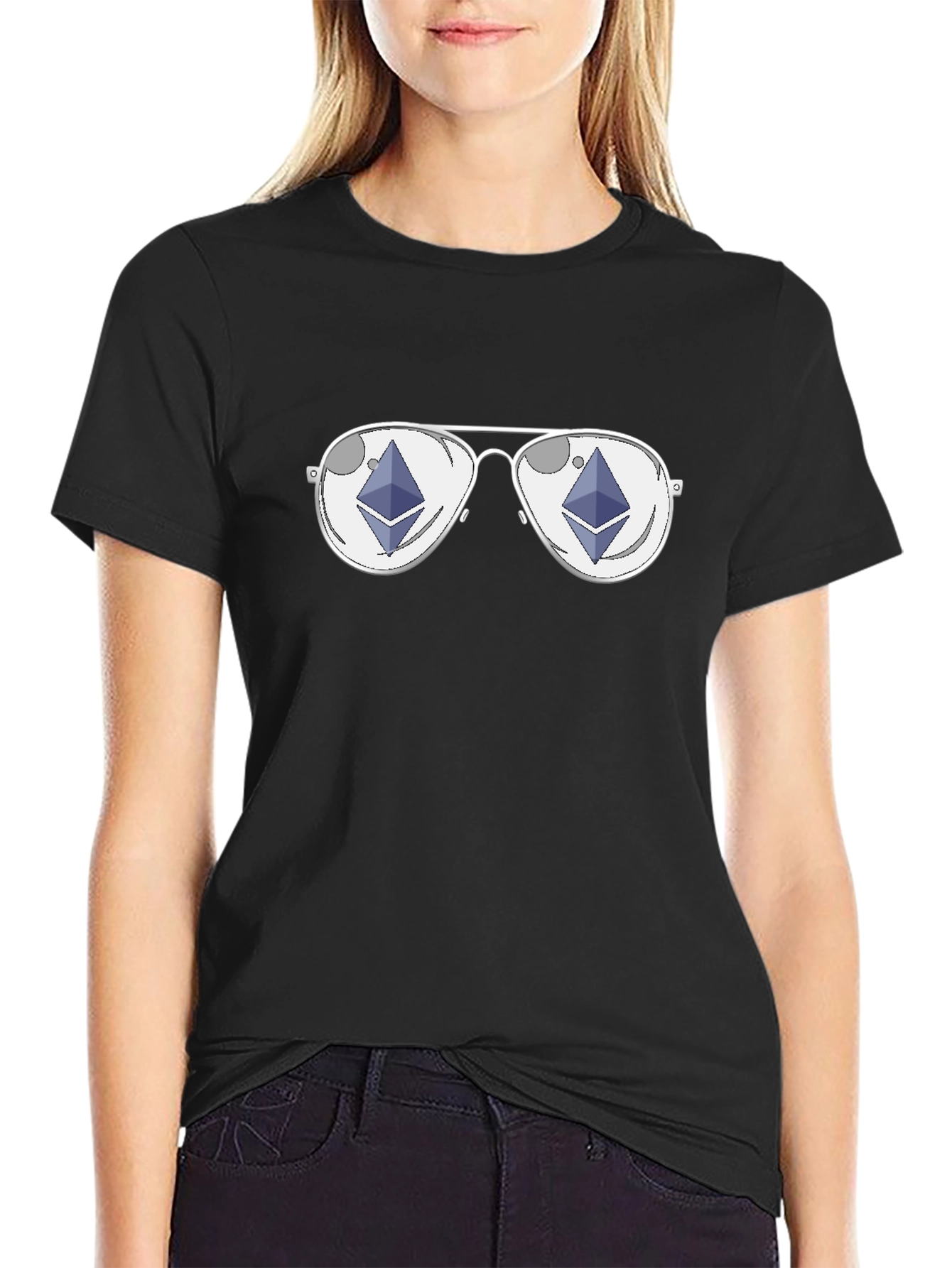 Ethereum Sunglasses Black T-Shirt