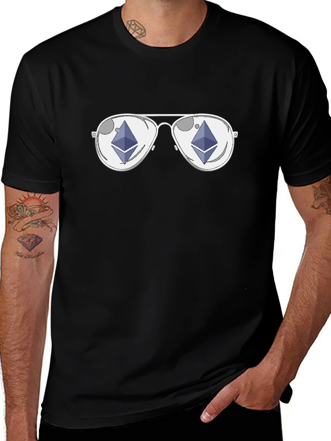 Ethereum Sunglasses Black T-Shirt