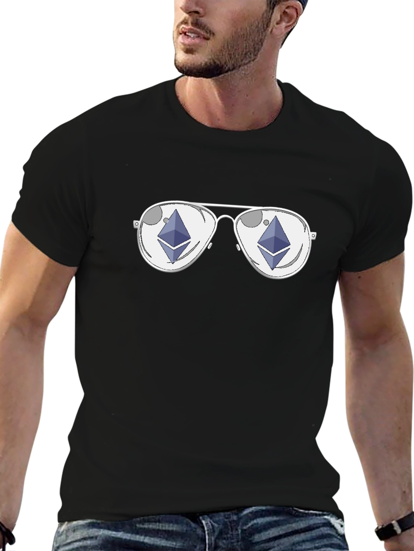 Ethereum Sunglasses Black T-Shirt