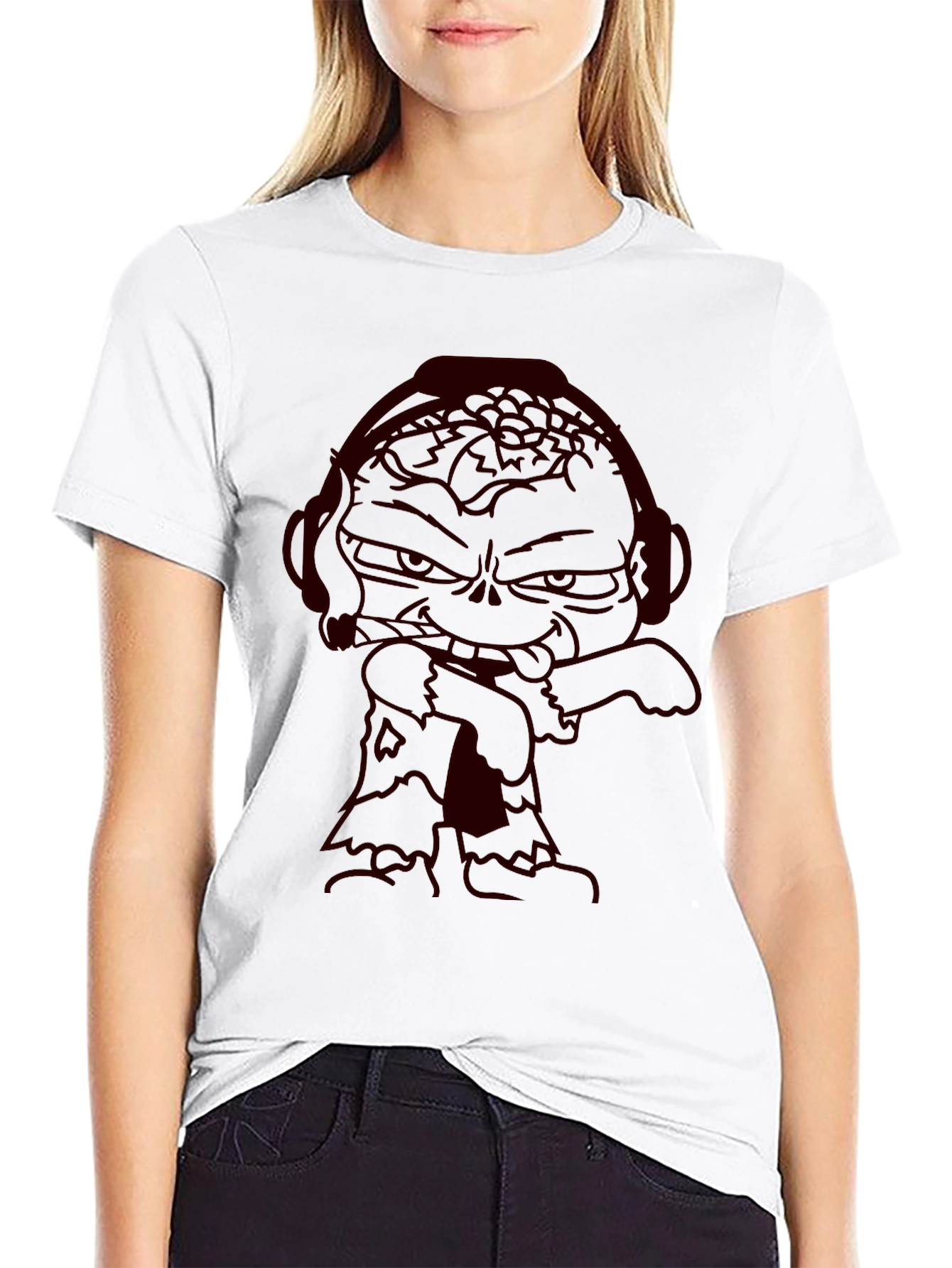 Zombie Cartoon Graphic Tee - Dark