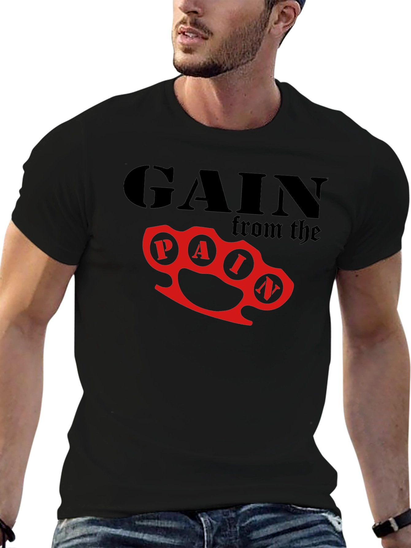 Gain From Pain Graphic T-Shirt - Black