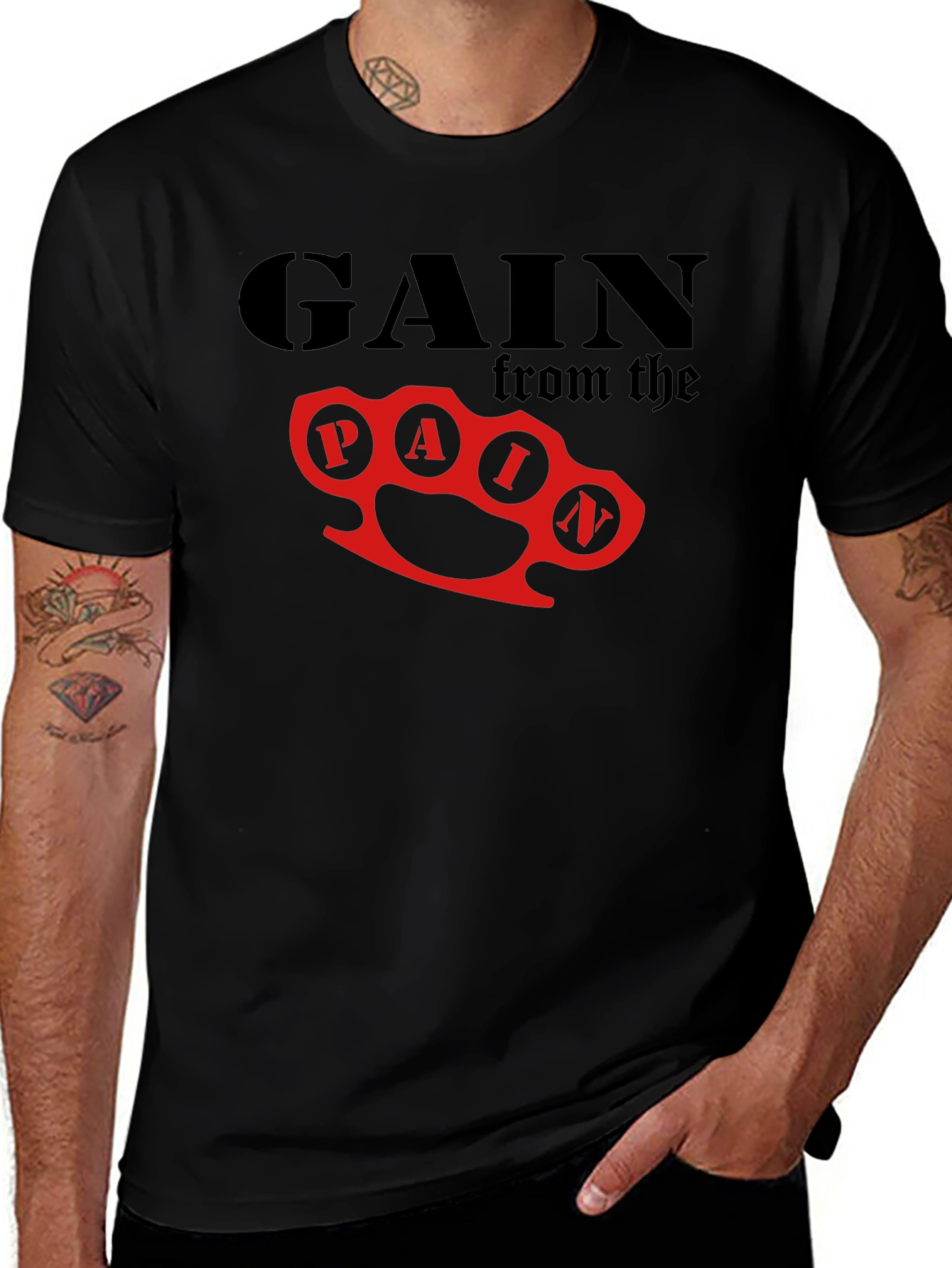 Gain From Pain Graphic T-Shirt - Black