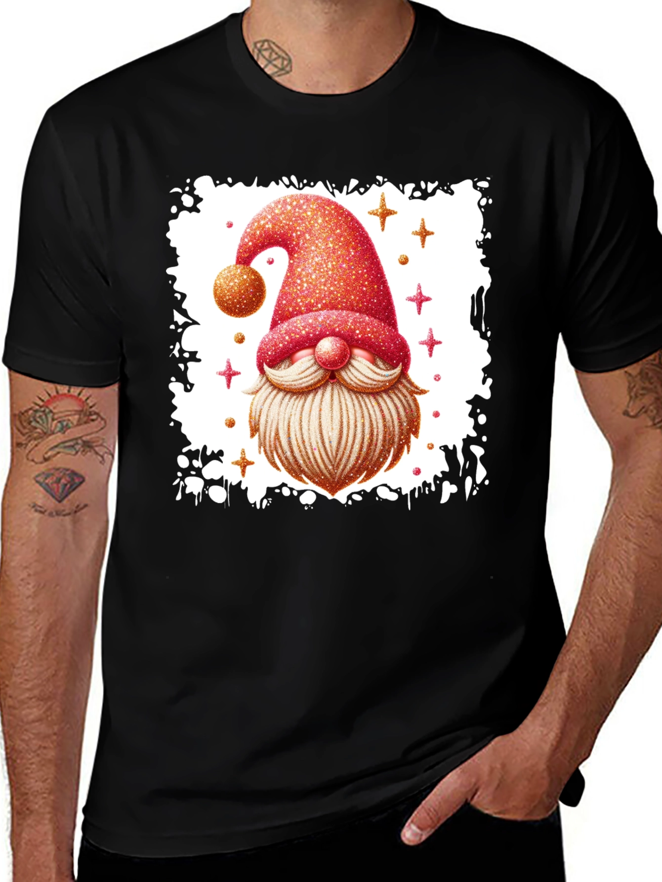 Festive Gnome Graphic Tee - Black