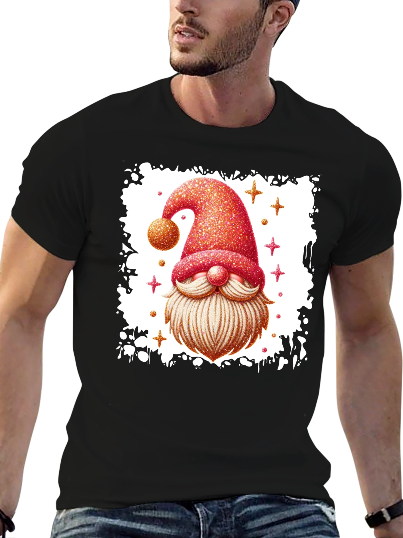 Festive Gnome Graphic Tee - Black
