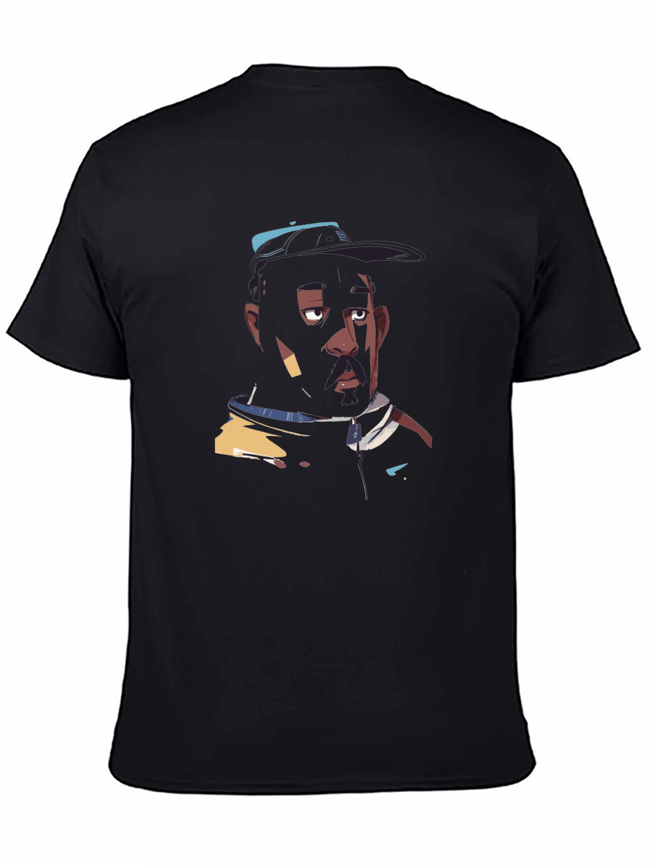 Black T-Shirt with Cool Portrait Design