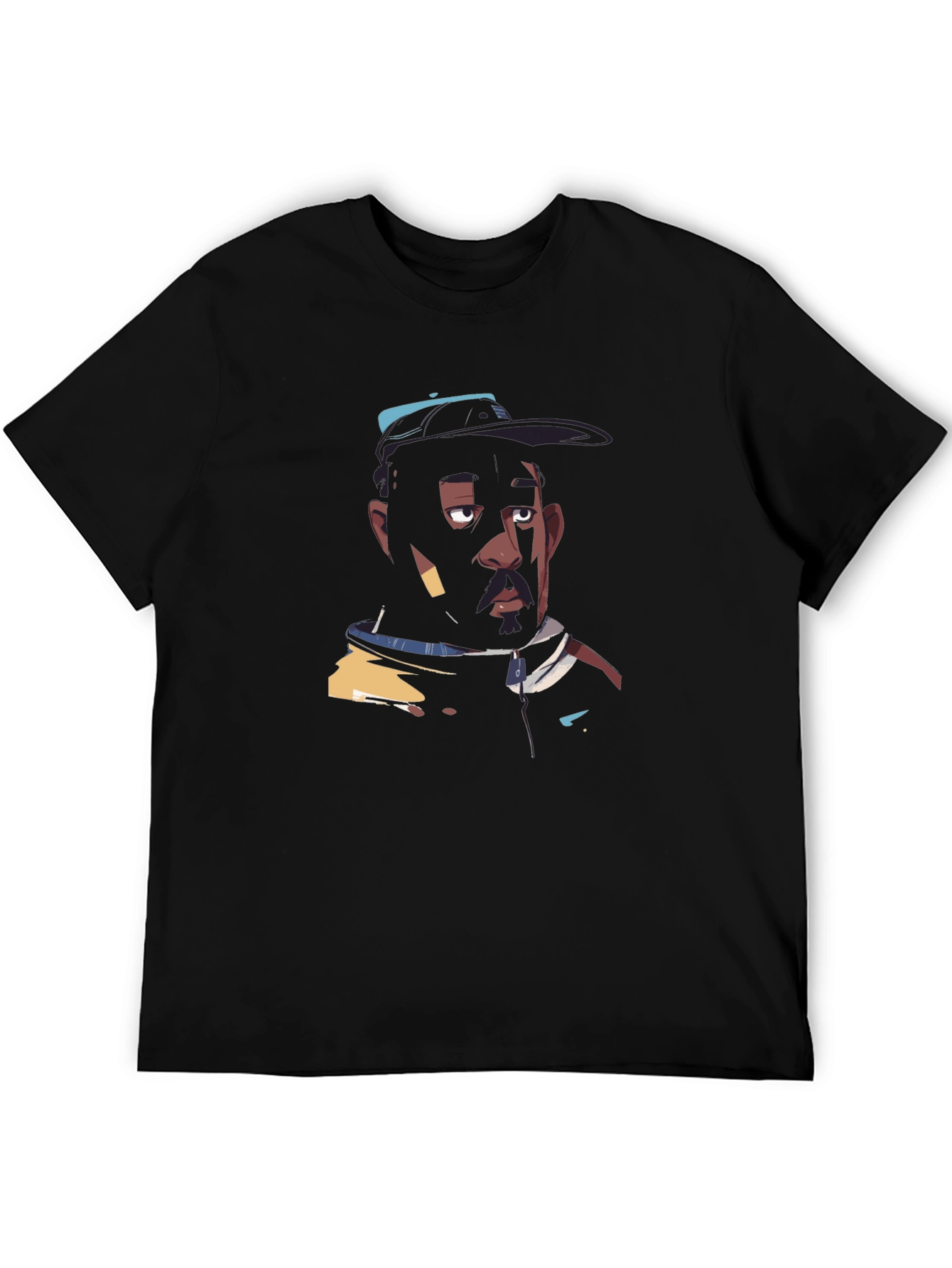 Black T-Shirt with Cool Portrait Design