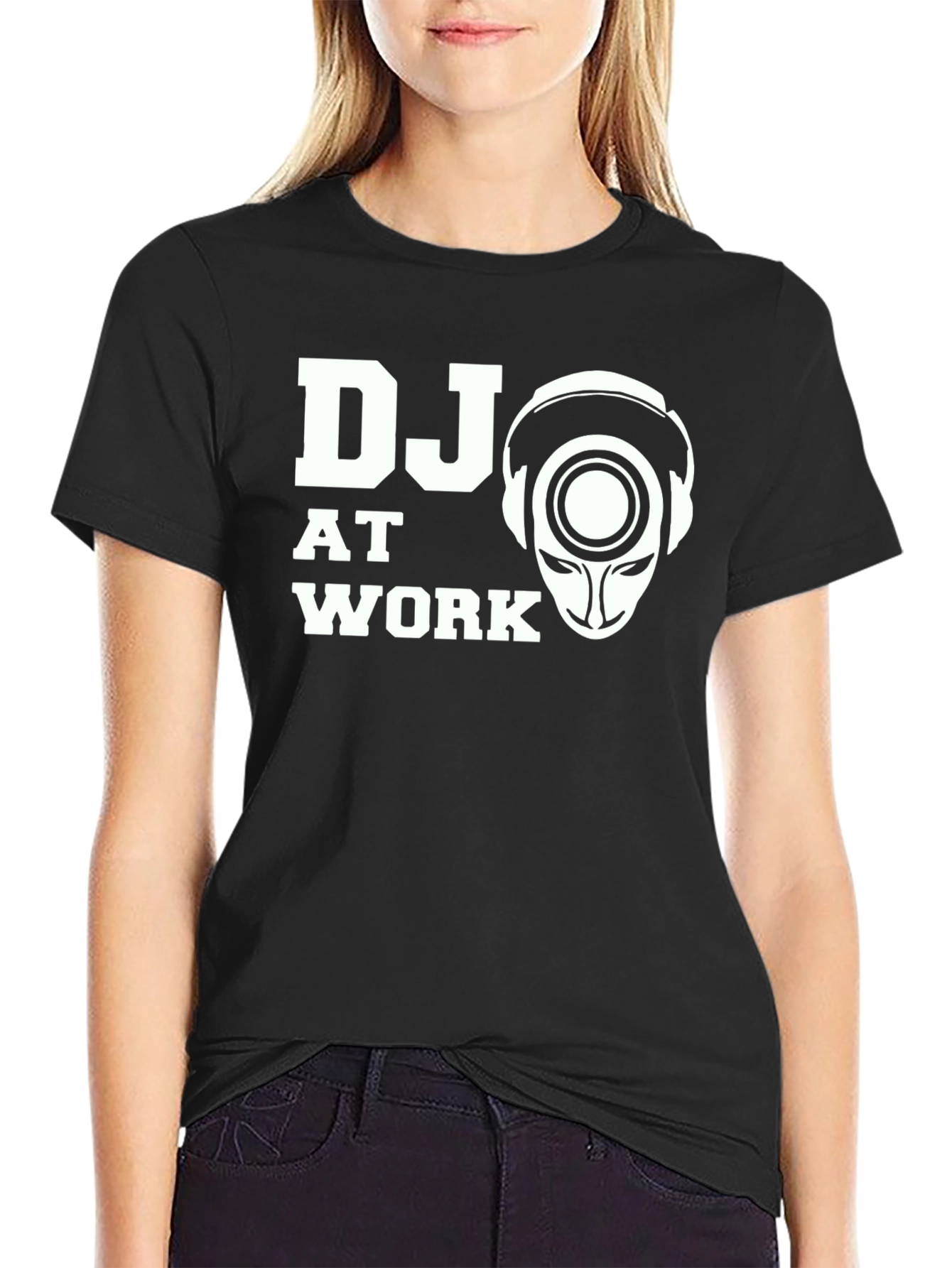 DJ at Work Graphic Print Black T-Shirt