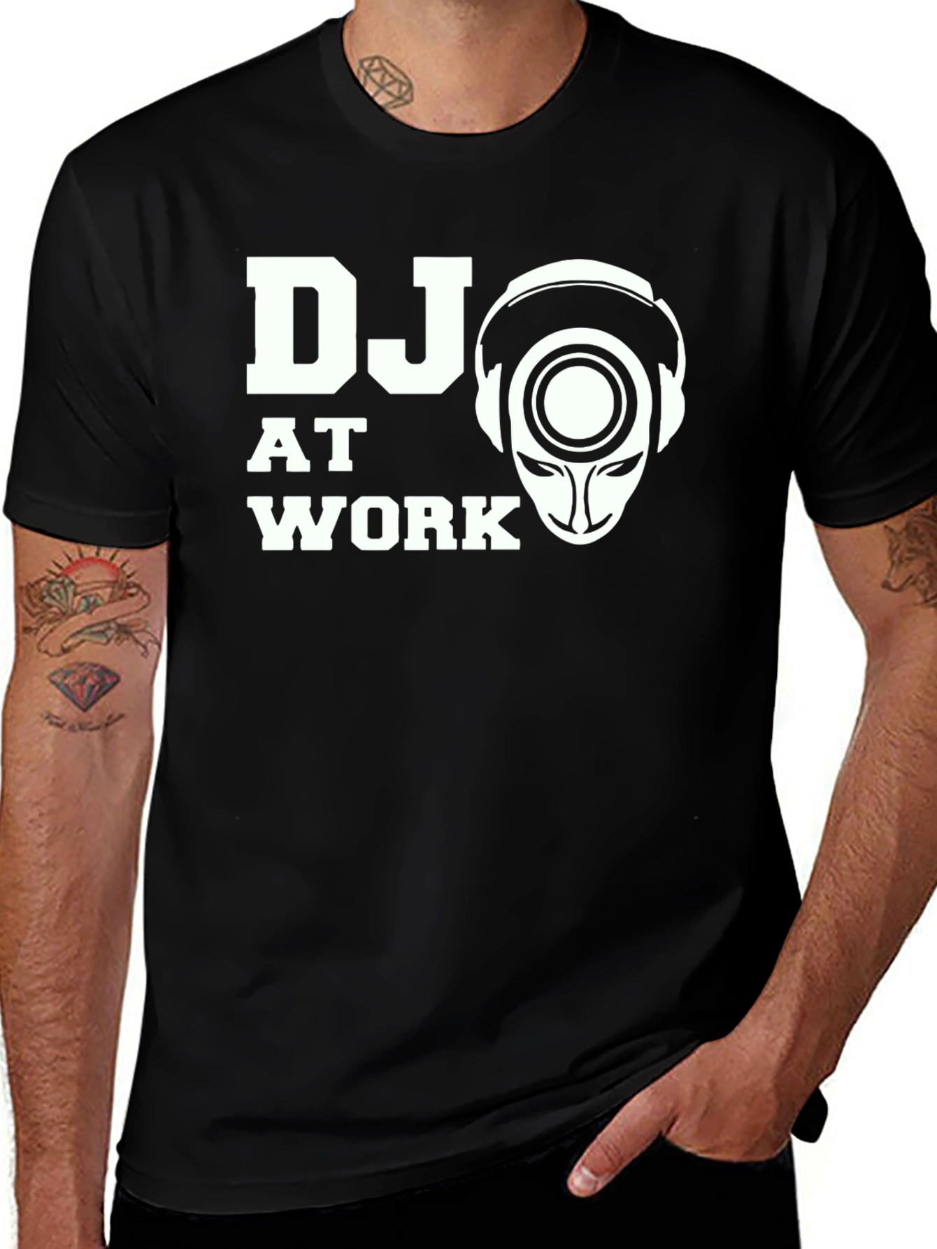 DJ at Work Graphic Print Black T-Shirt
