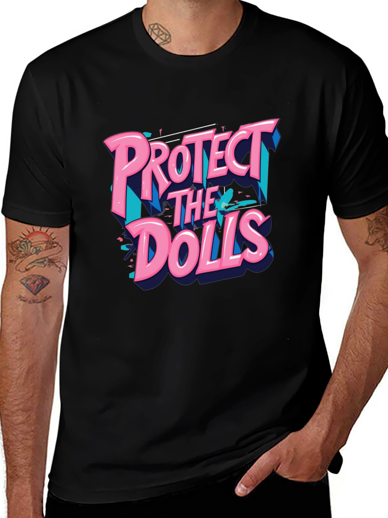 Protect The Dolls Graphic T-Shirt - Black