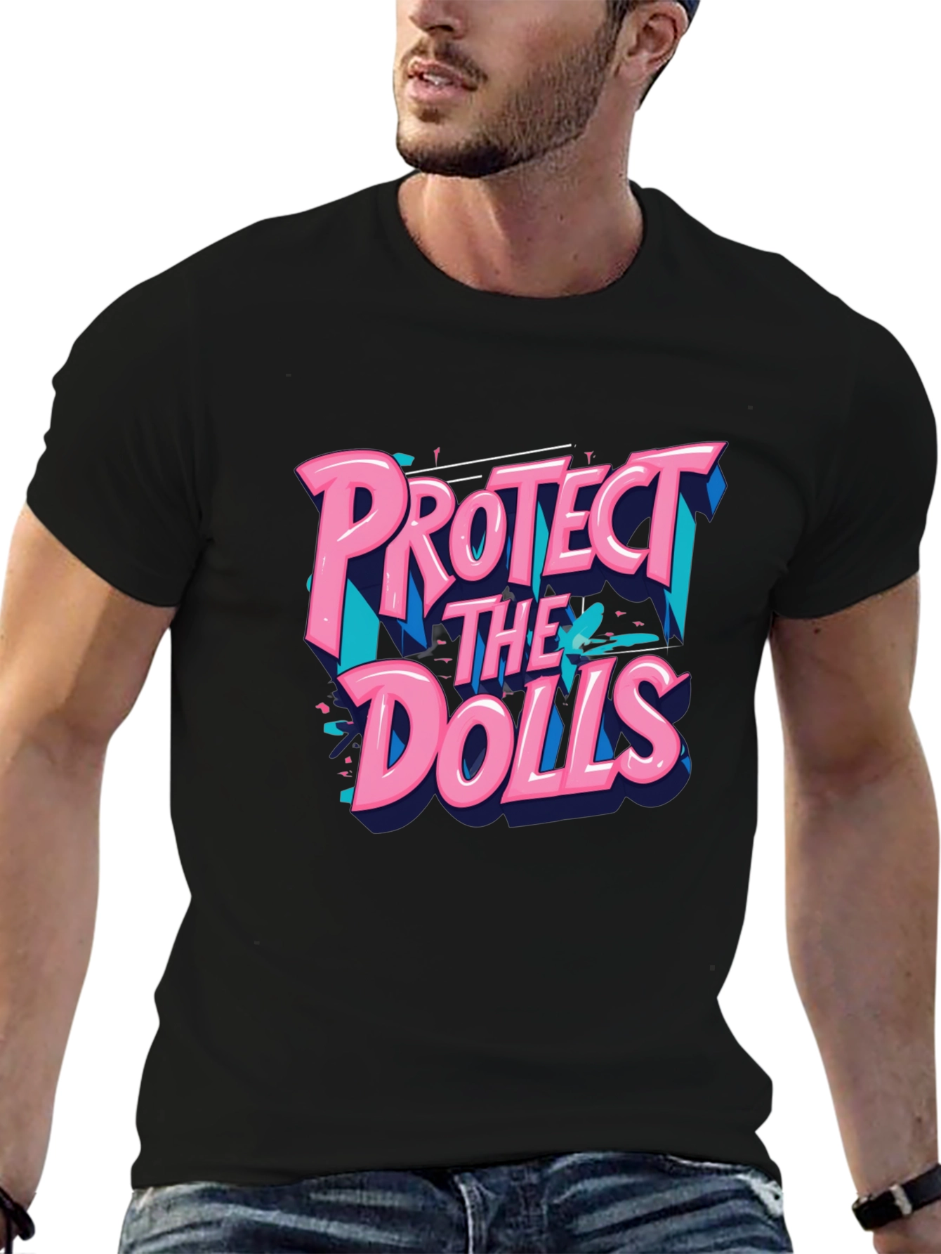 Protect The Dolls Graphic T-Shirt - Black