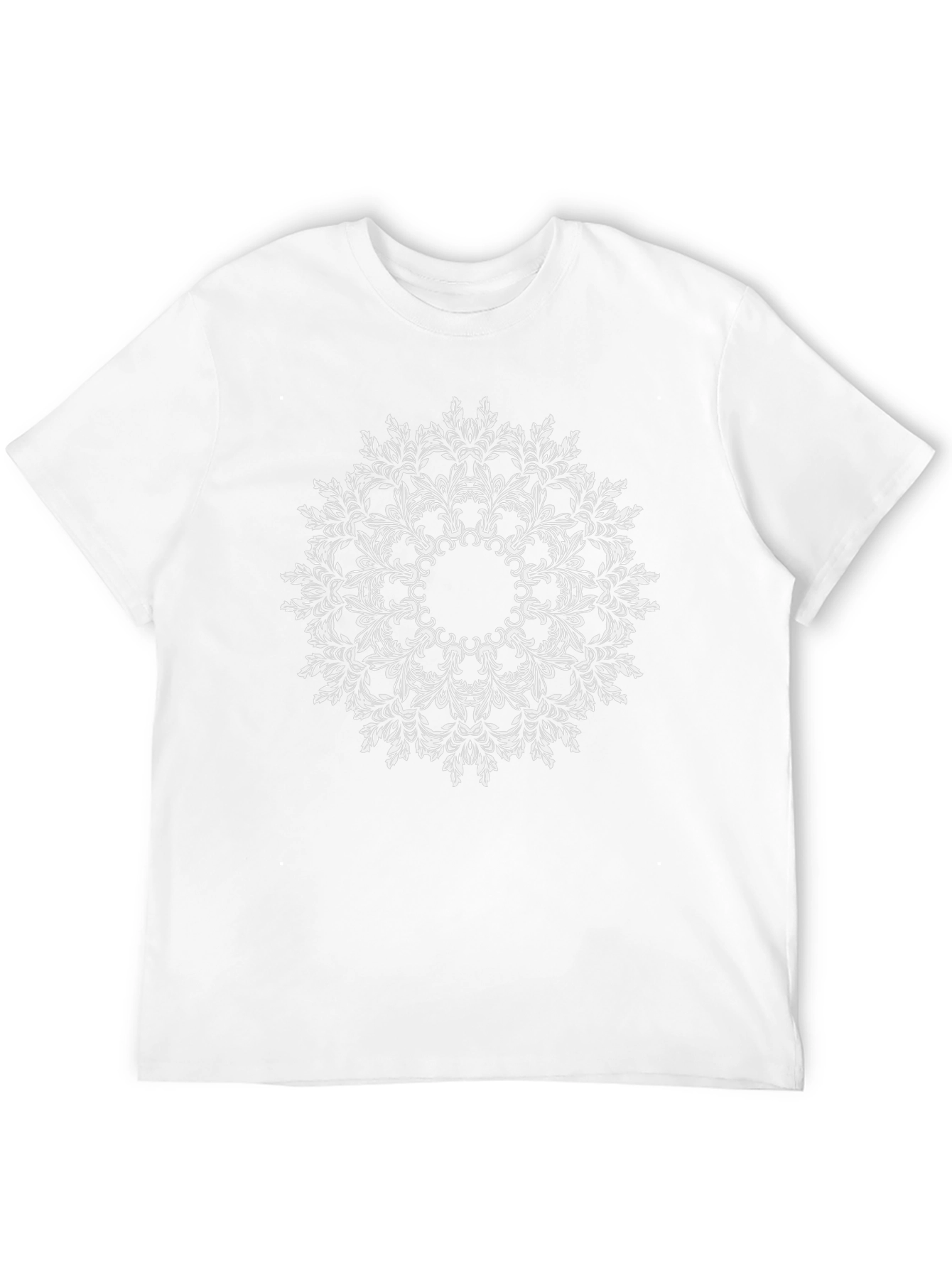 Black T-Shirt with White Mandala Design