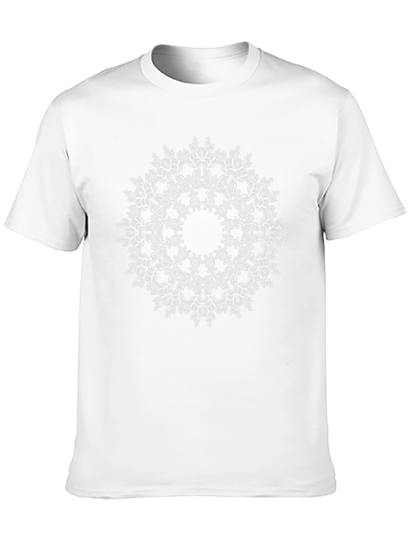 Black T-Shirt with White Mandala Design