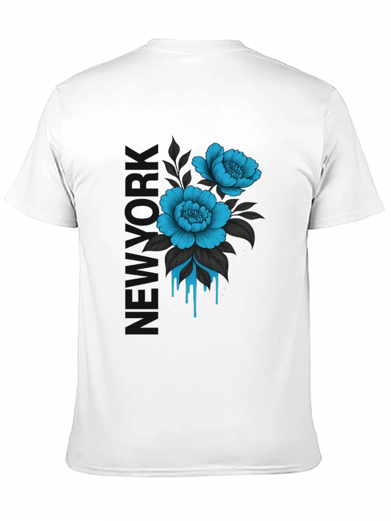 Floral New York Print Black T-Shirt