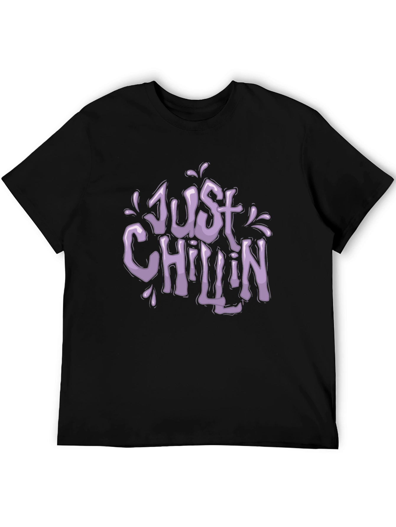 Just Chillin Black Graphic T-Shirt