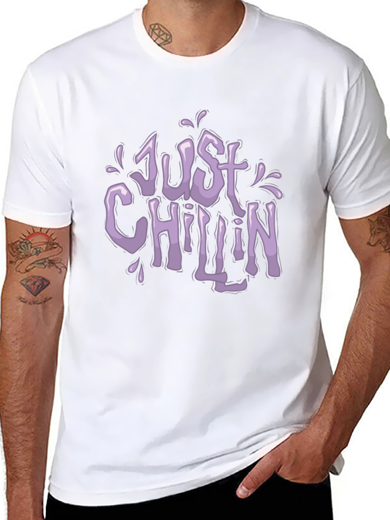 Just Chillin Black Graphic T-Shirt