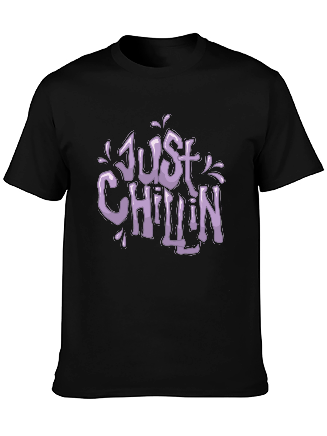Just Chillin Black Graphic T-Shirt