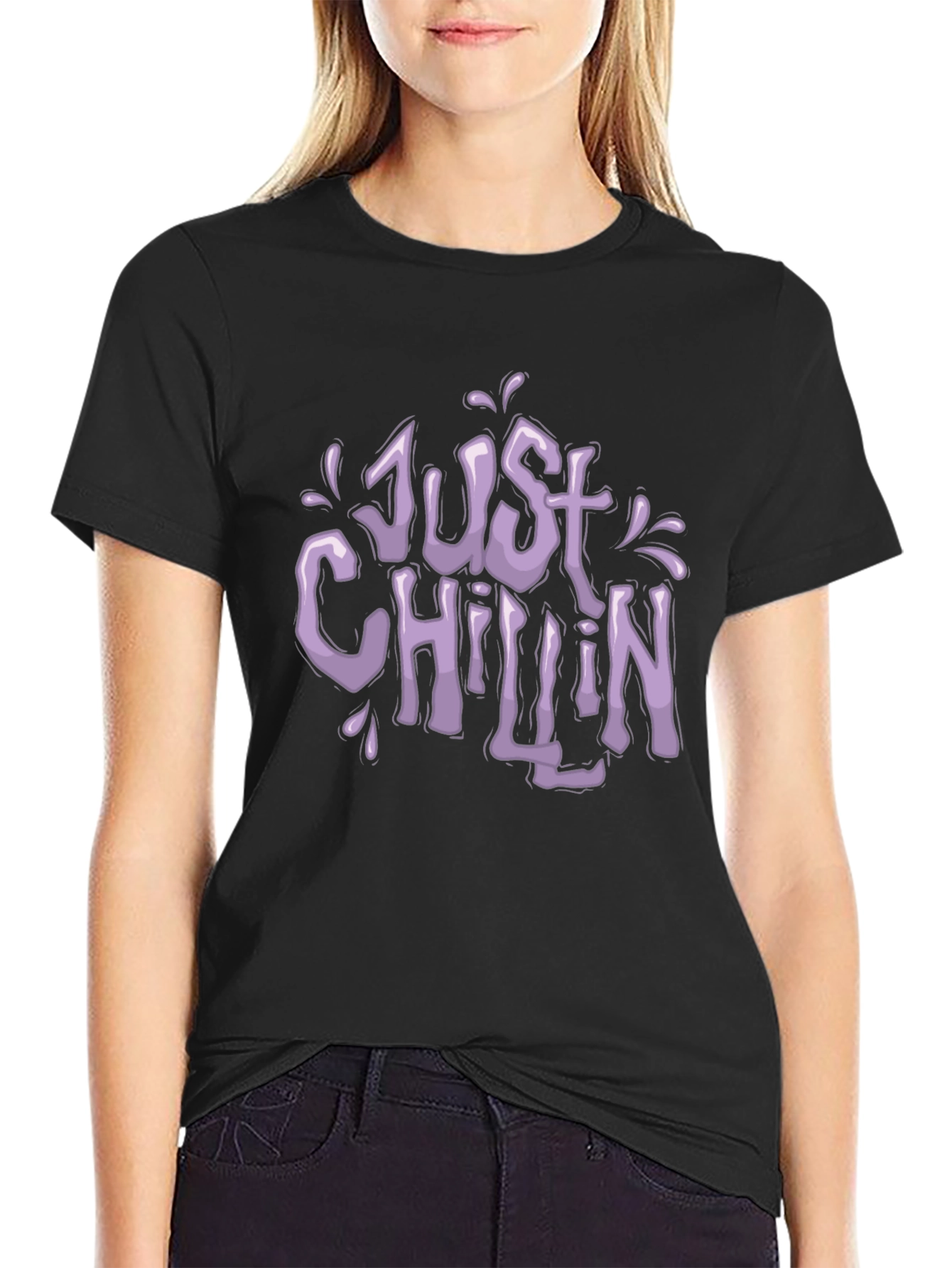 Just Chillin Black Graphic T-Shirt