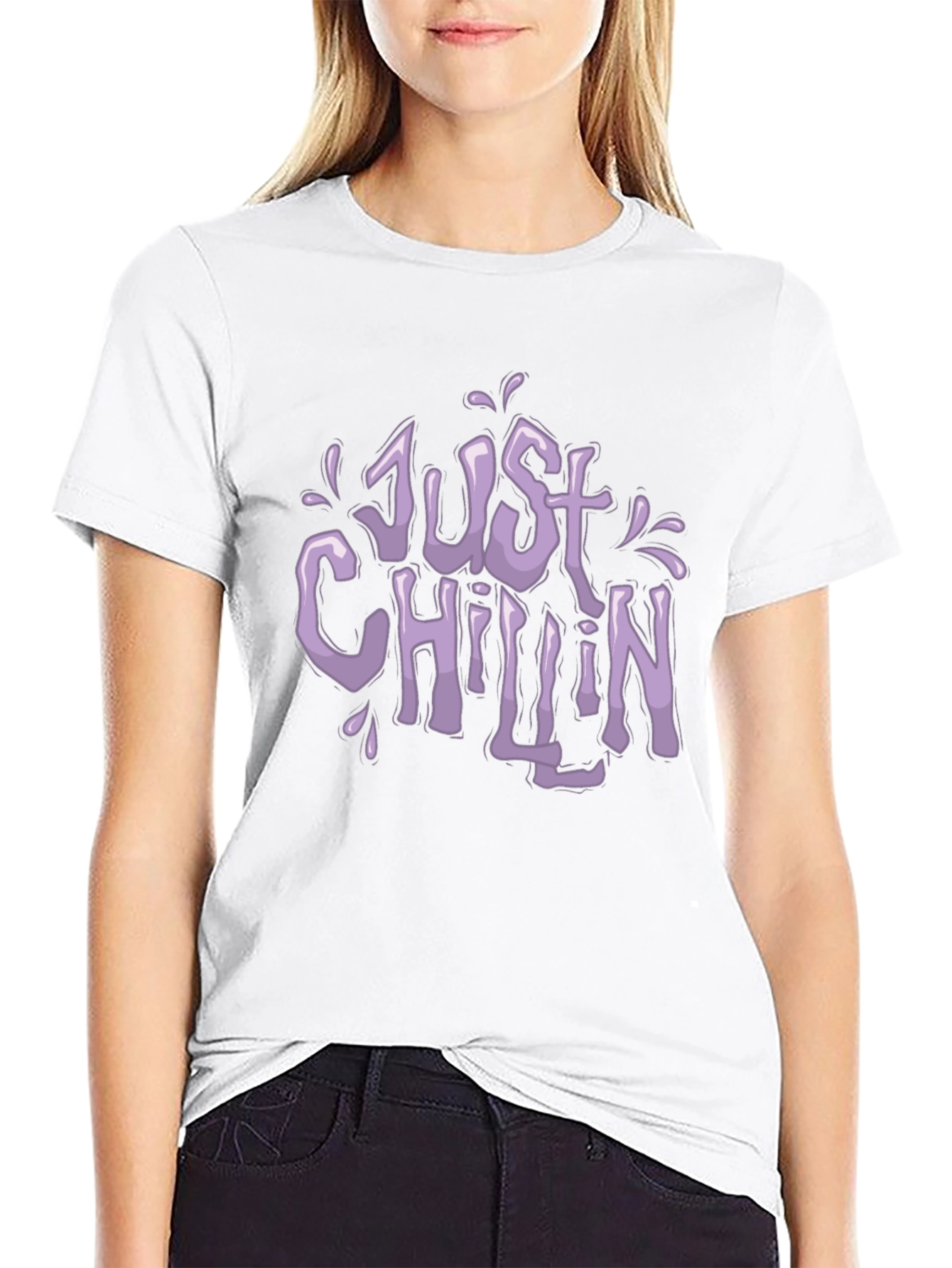 Just Chillin Black Graphic T-Shirt