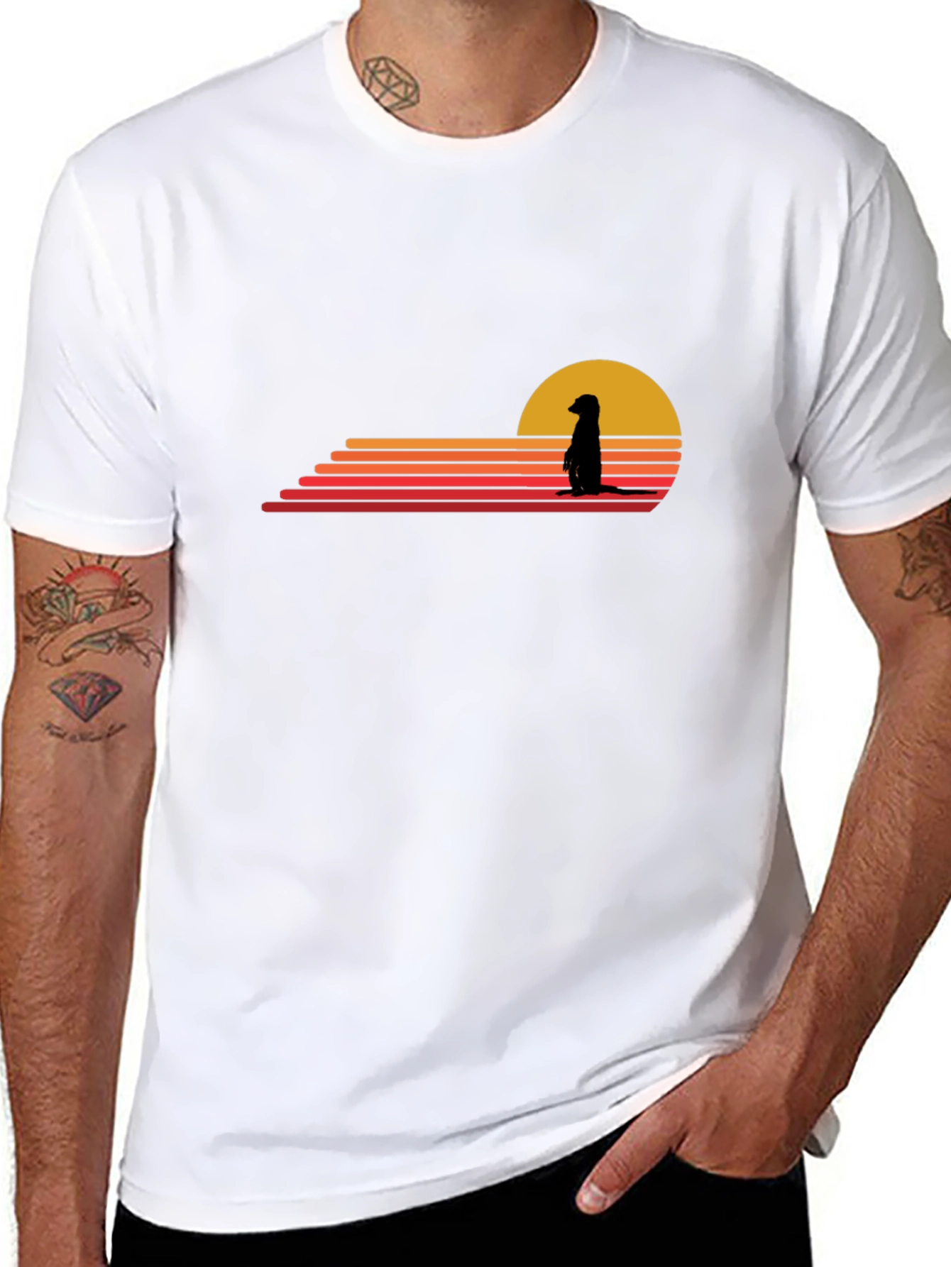 Meerkat Sunset Graphic Tee - Black Cotton Blend