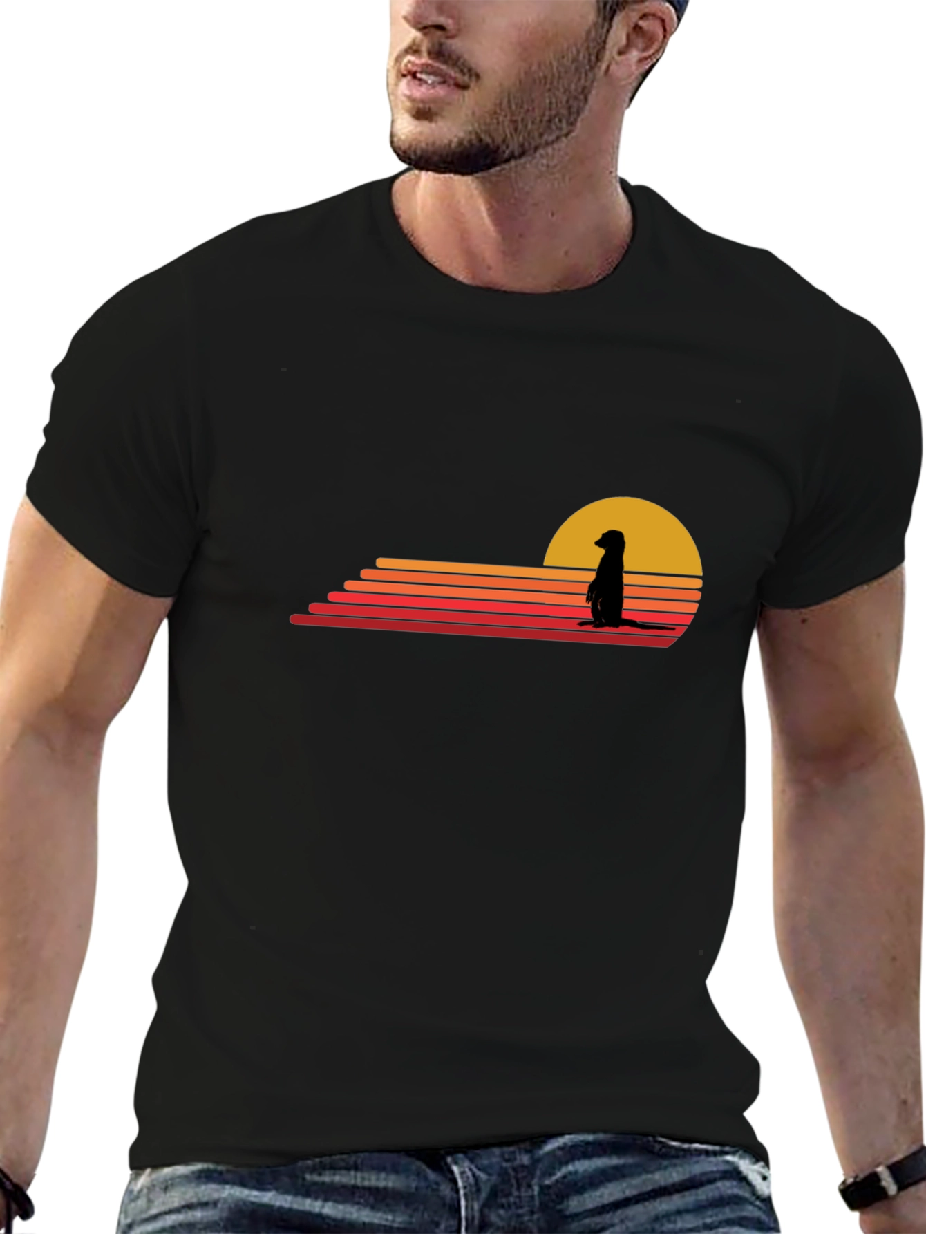 Meerkat Sunset Graphic Tee - Black Cotton Blend