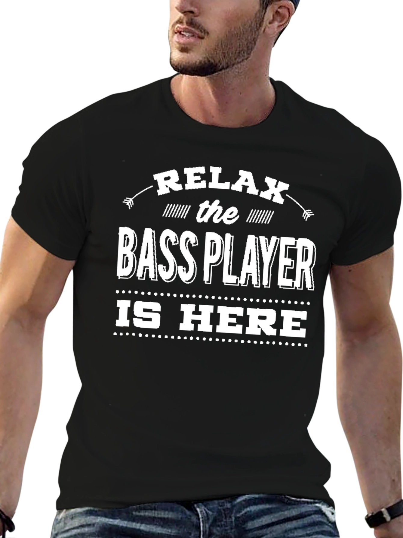 Relax Bass Player Here Novelty Graphic T-Shirt