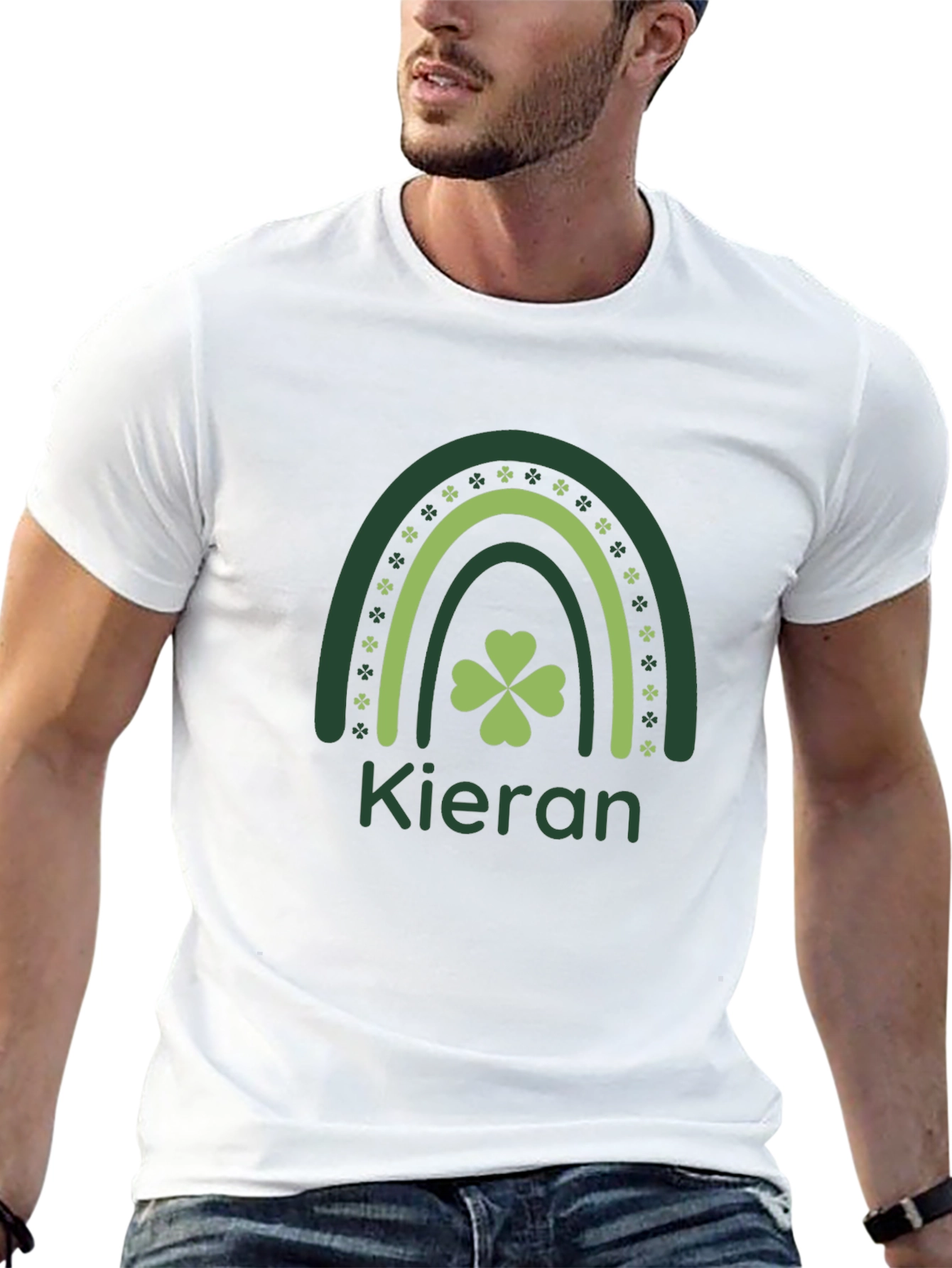 St. Patricks Day Clover Rainbow Kieran Black T-Shirt
