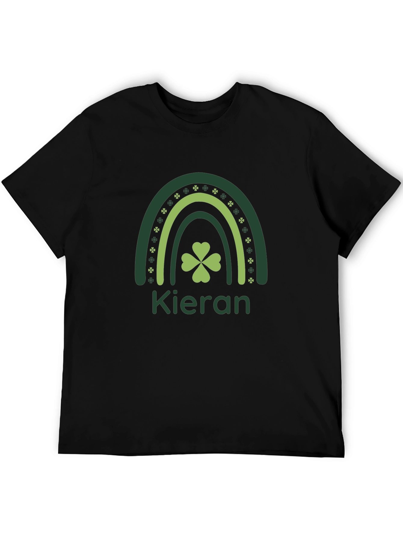 St. Patricks Day Clover Rainbow Kieran Black T-Shirt