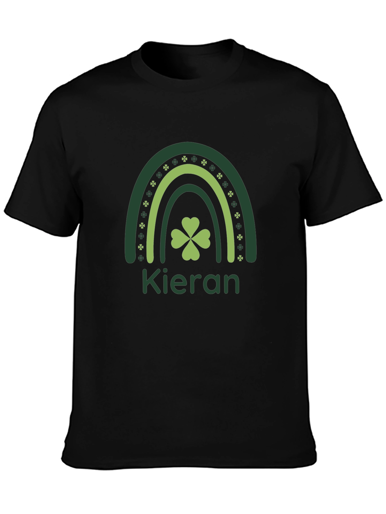 St. Patricks Day Clover Rainbow Kieran Black T-Shirt