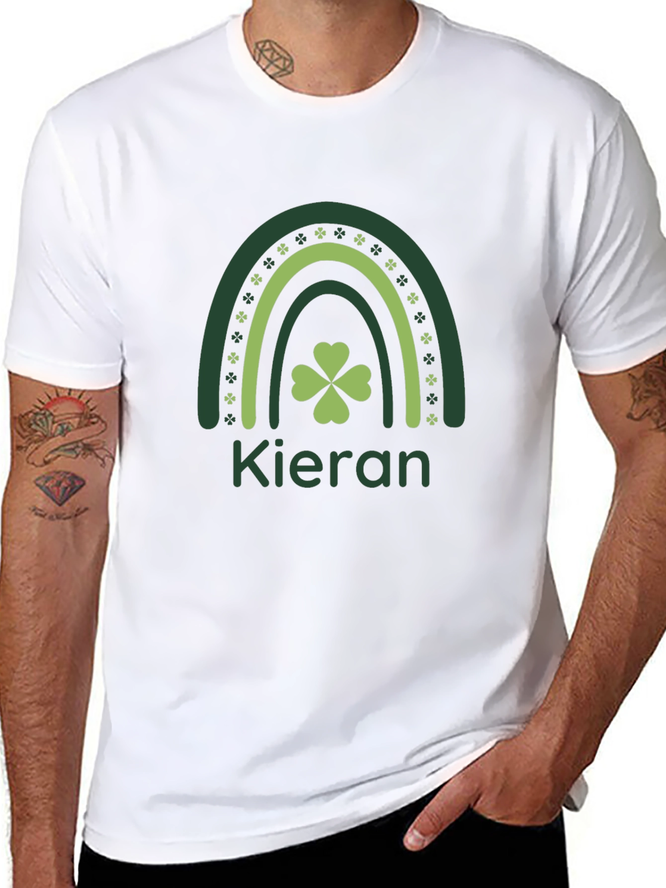St. Patricks Day Clover Rainbow Kieran Black T-Shirt