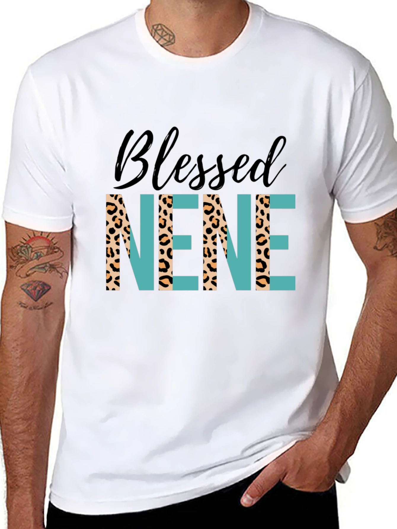 Blessed Nene Graphic T-Shirt - Leopard Print