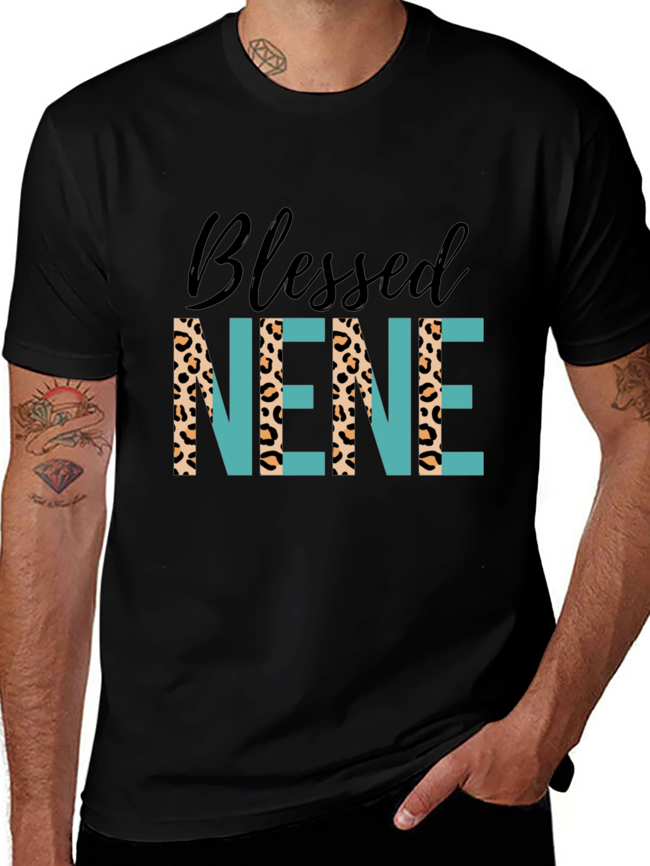 Blessed Nene Graphic T-Shirt - Leopard Print
