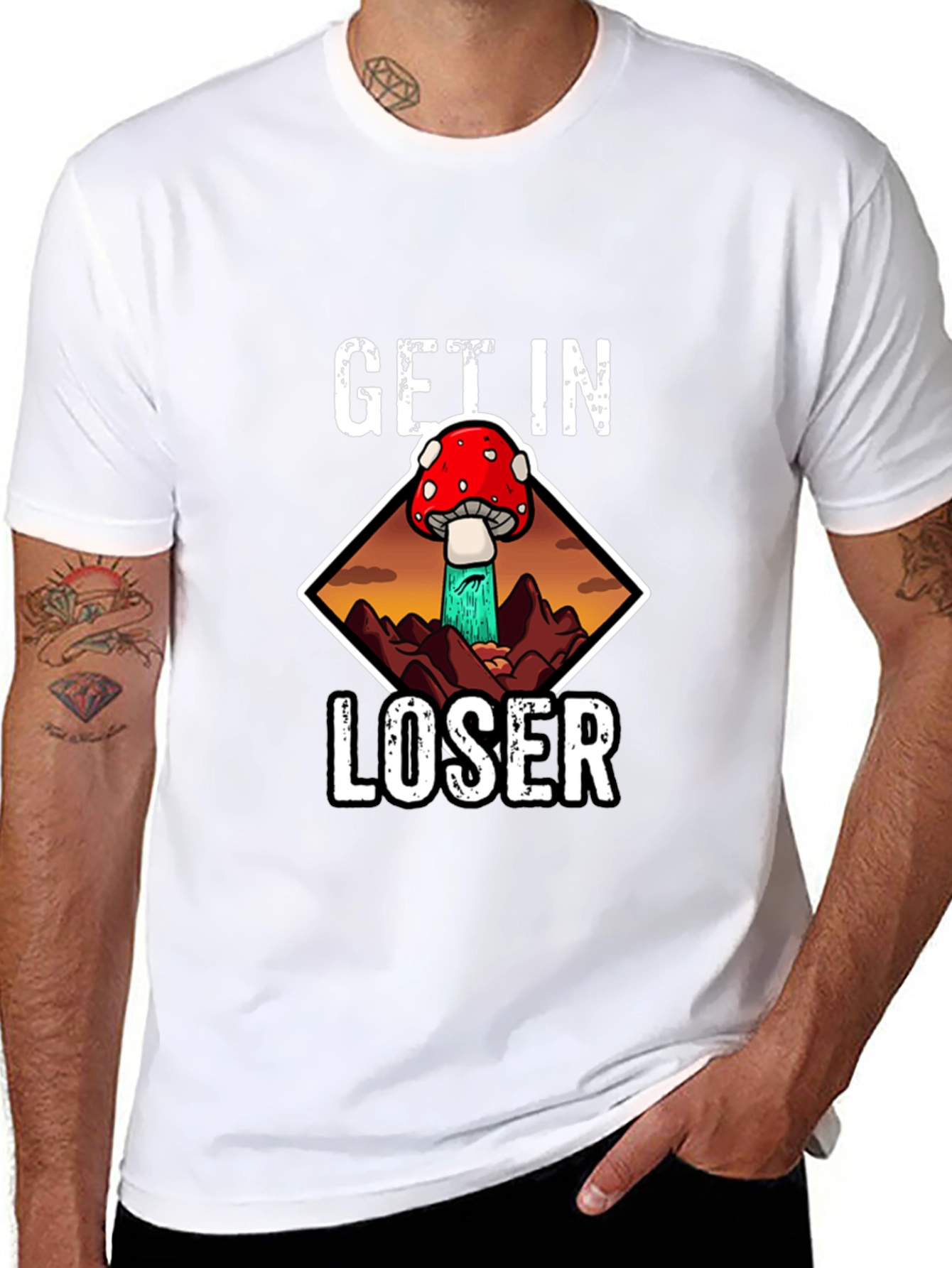 Get In Loser Mushroom Tee - Black