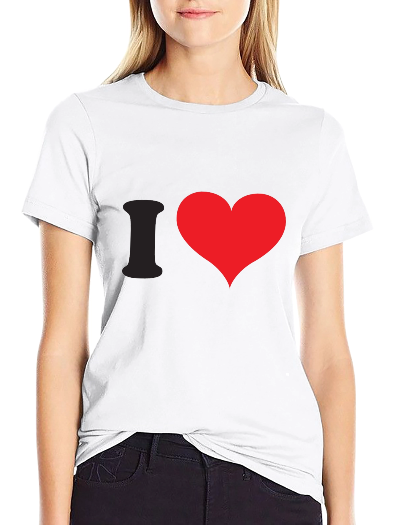 I Heart Red Graphic Tee - Black Cotton Casual
