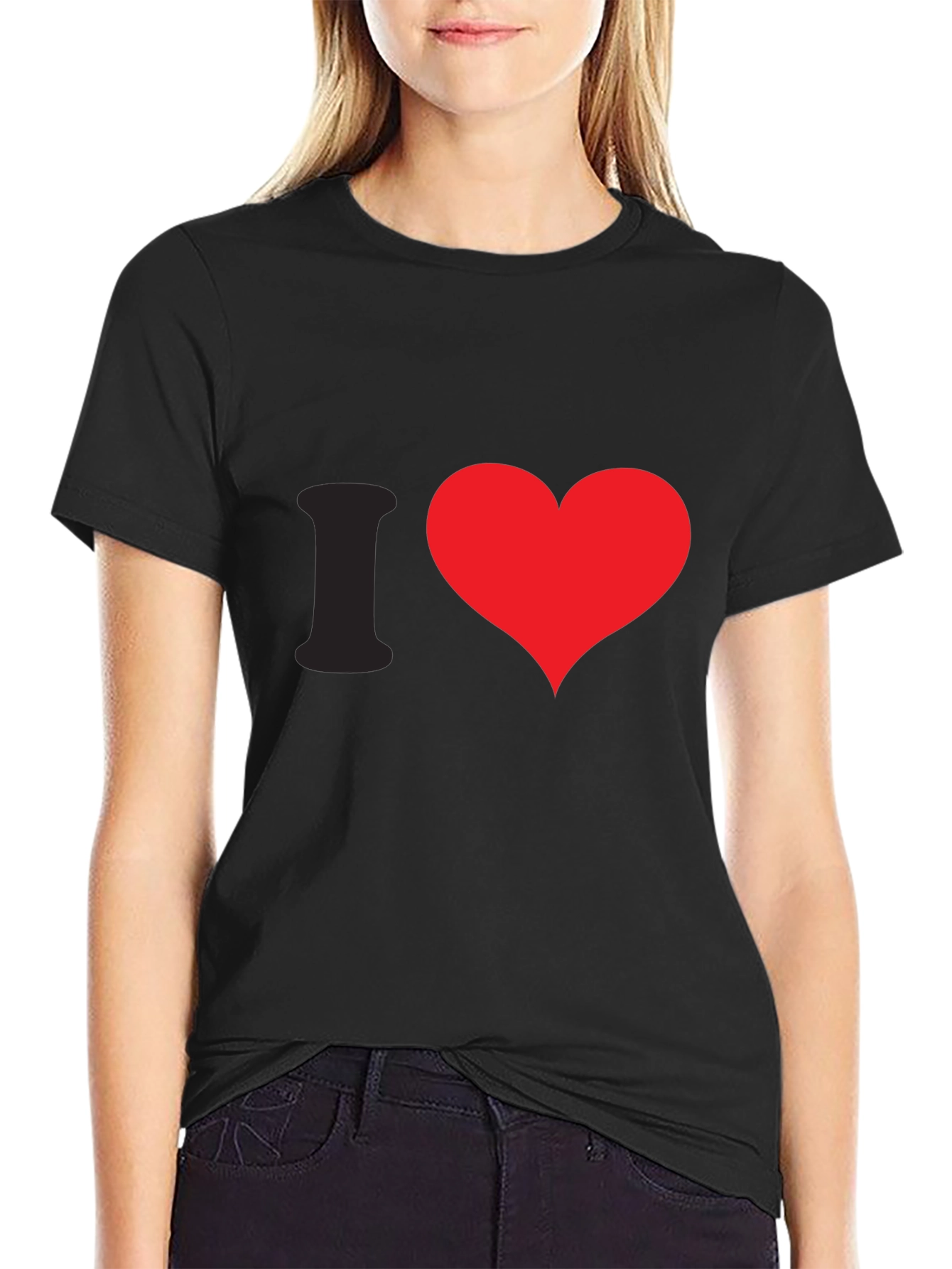 I Heart Red Graphic Tee - Black Cotton Casual