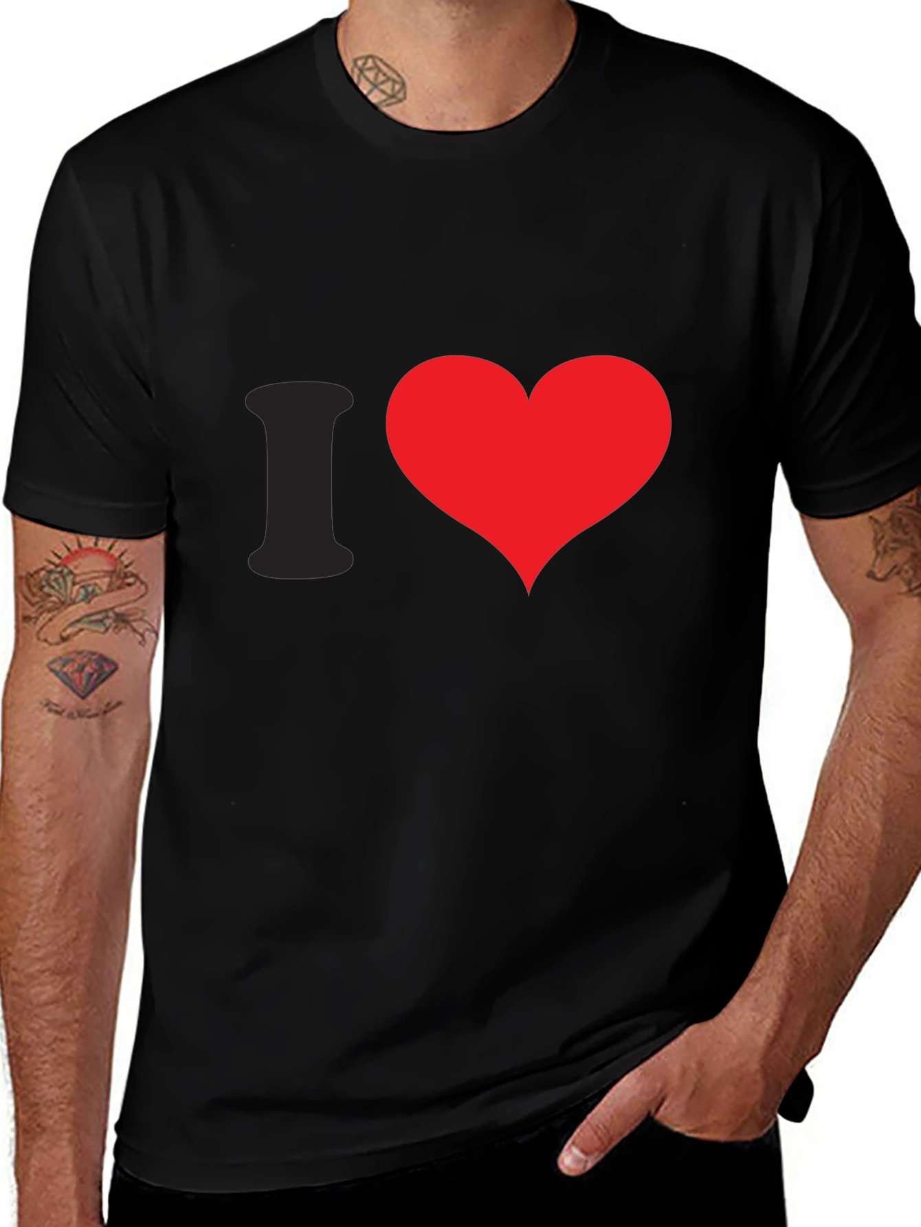 I Heart Red Graphic Tee - Black Cotton Casual