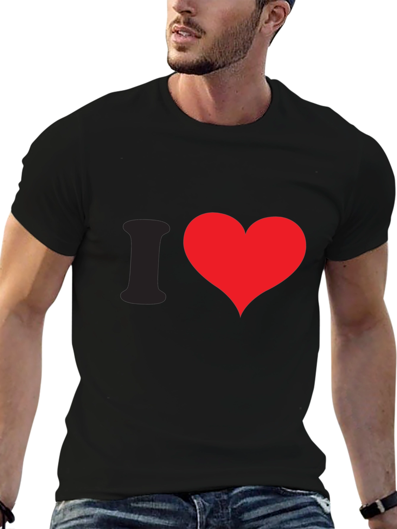 I Heart Red Graphic Tee - Black Cotton Casual