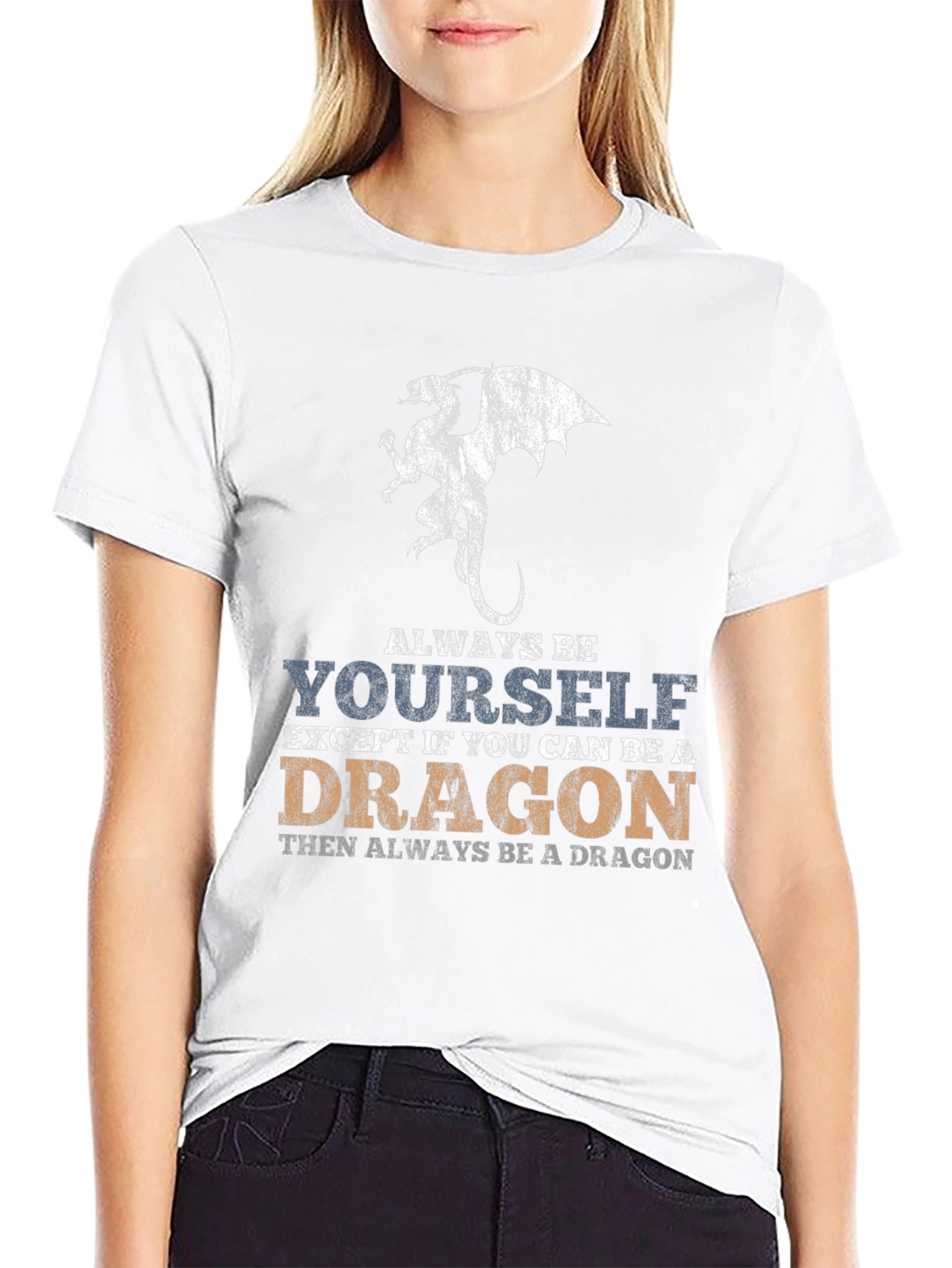 Always Be Yourself Dragon Graphic Tee - Black