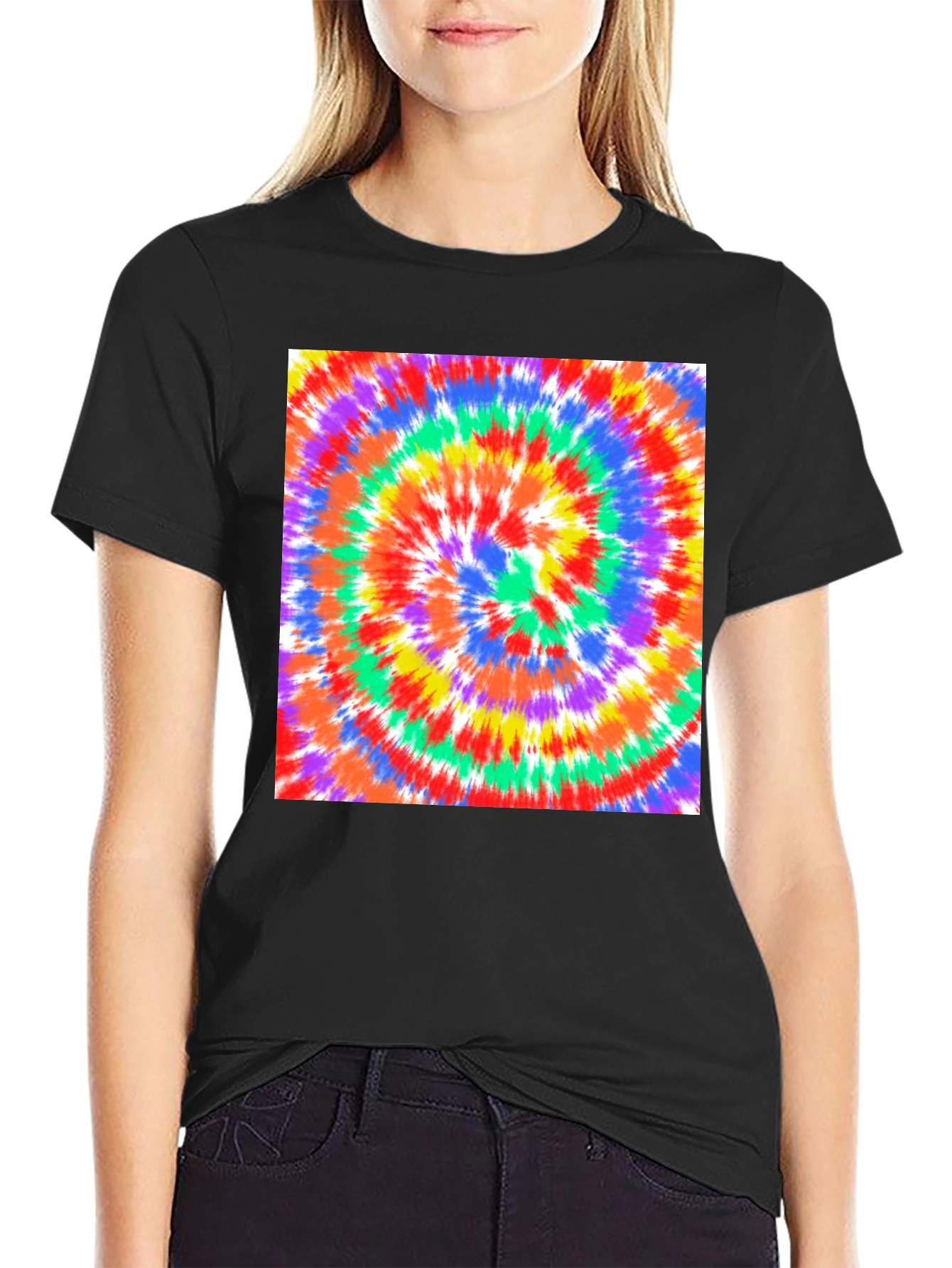 Rainbow Tie-Dye Swirl Graphic Tee - Casual Comfort