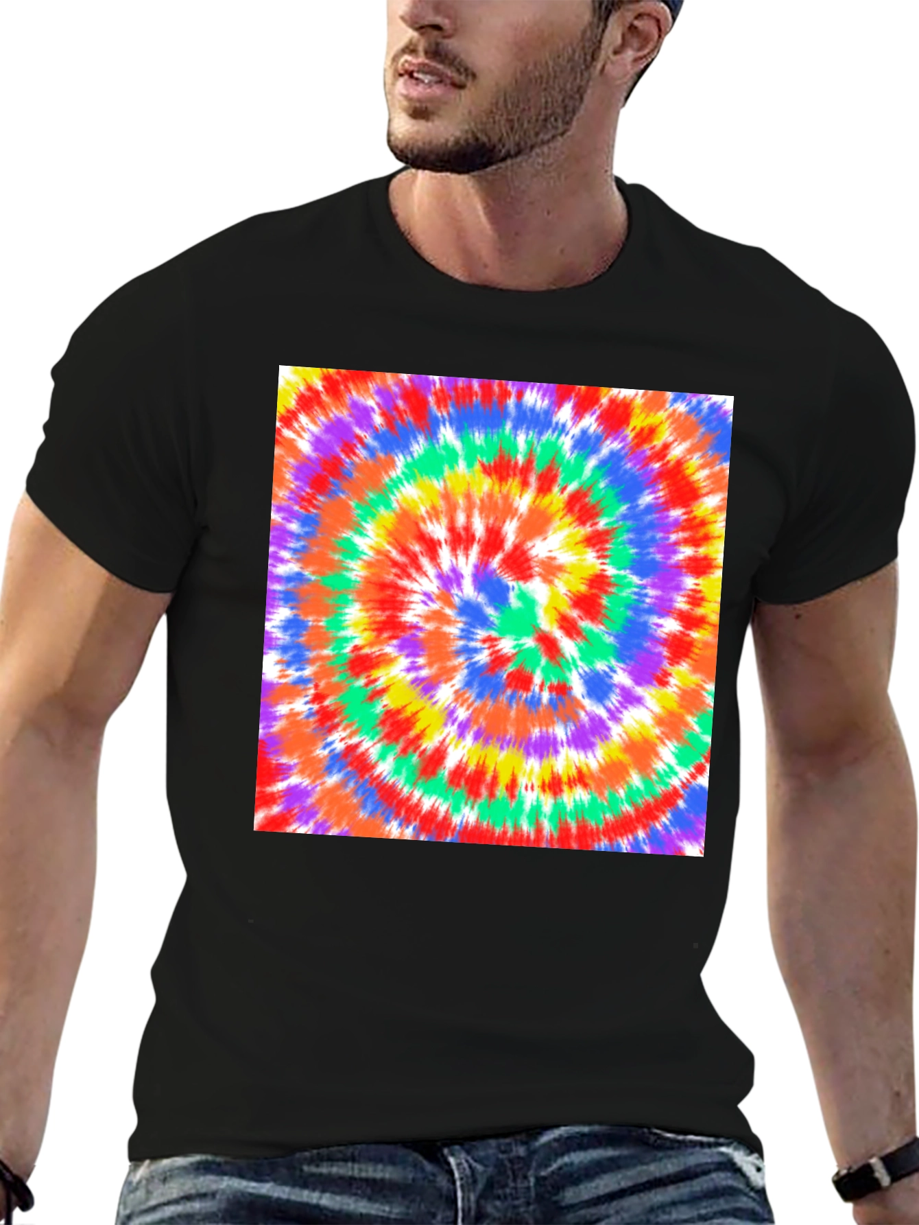 Rainbow Tie-Dye Swirl Graphic Tee - Casual Comfort