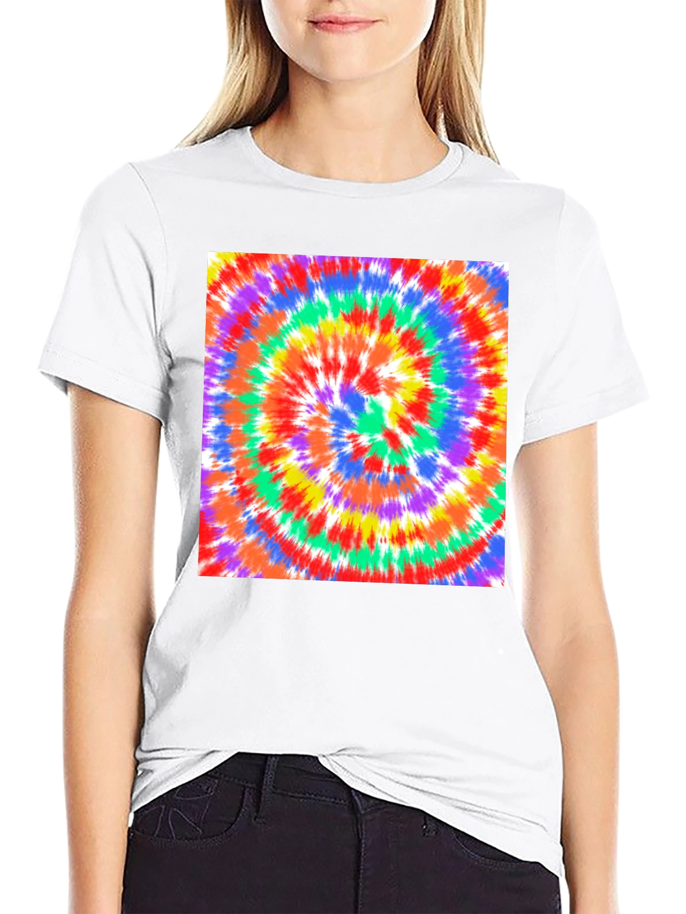 Rainbow Tie-Dye Swirl Graphic Tee - Casual Comfort
