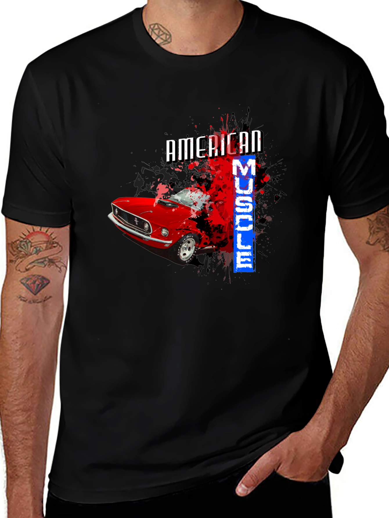 American Muscle Car Graphic T-Shirt - Black