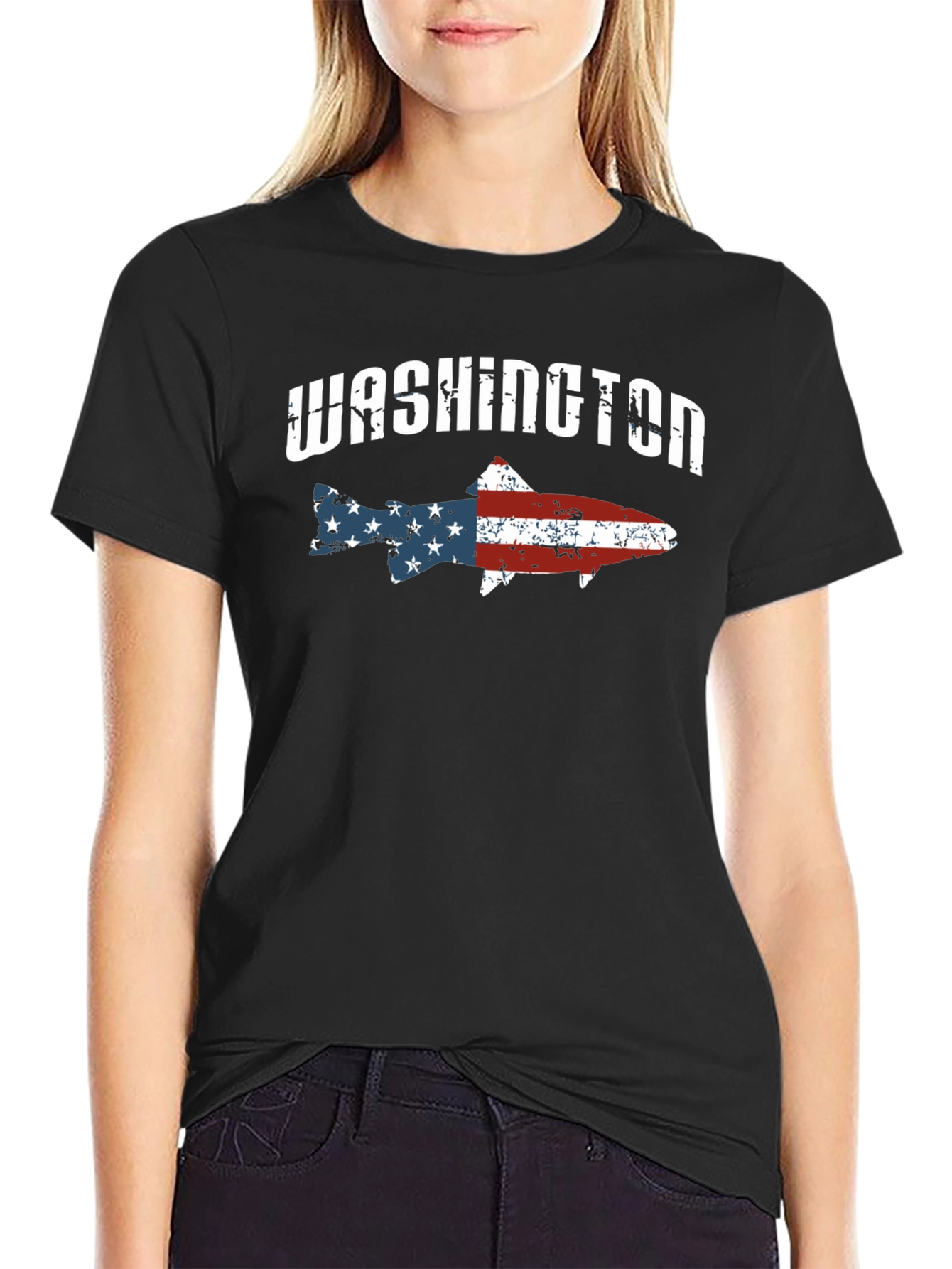 Washington Fish American Flag T-Shirt