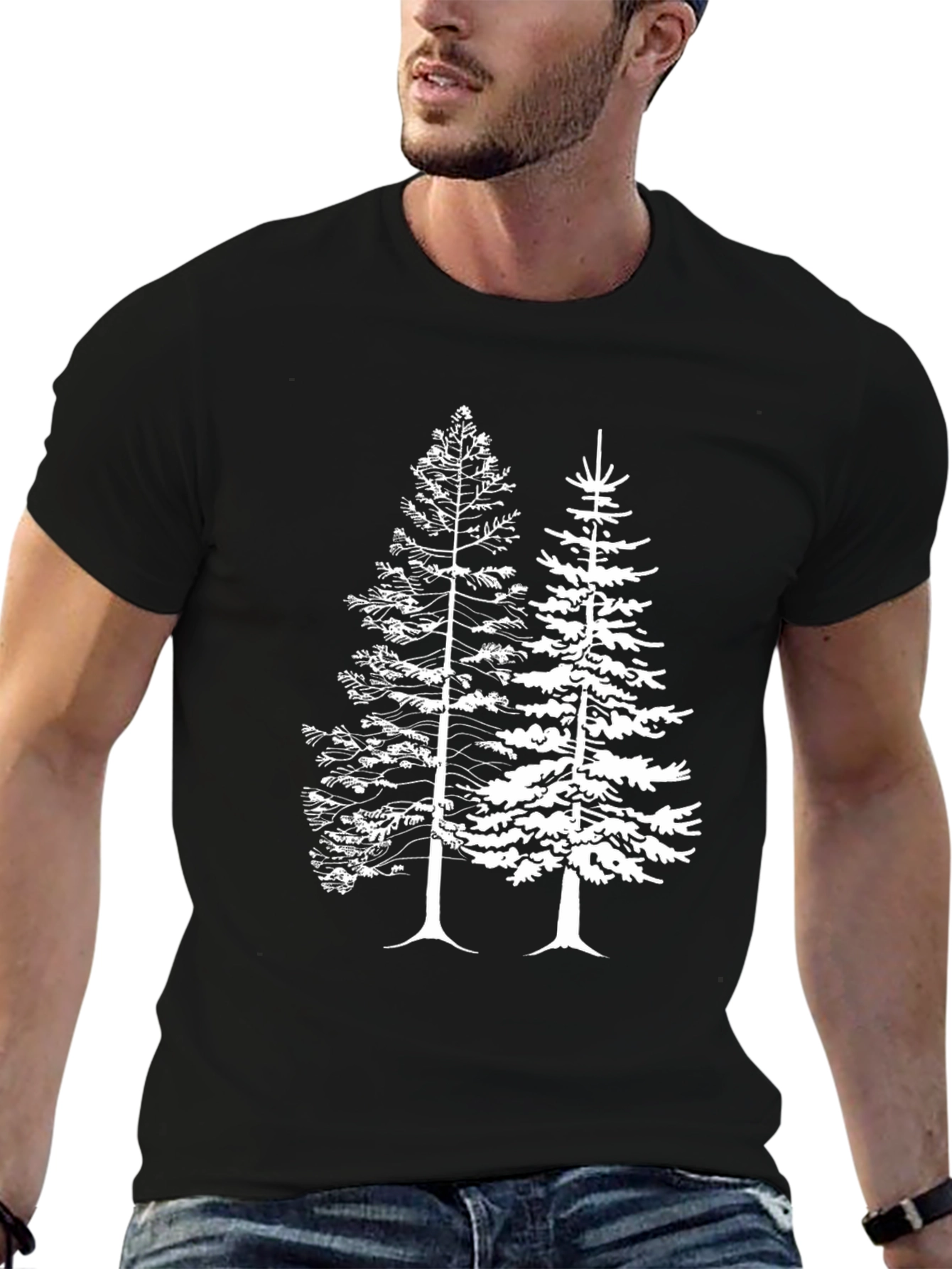 Nature Tree Graphic Black T-Shirt