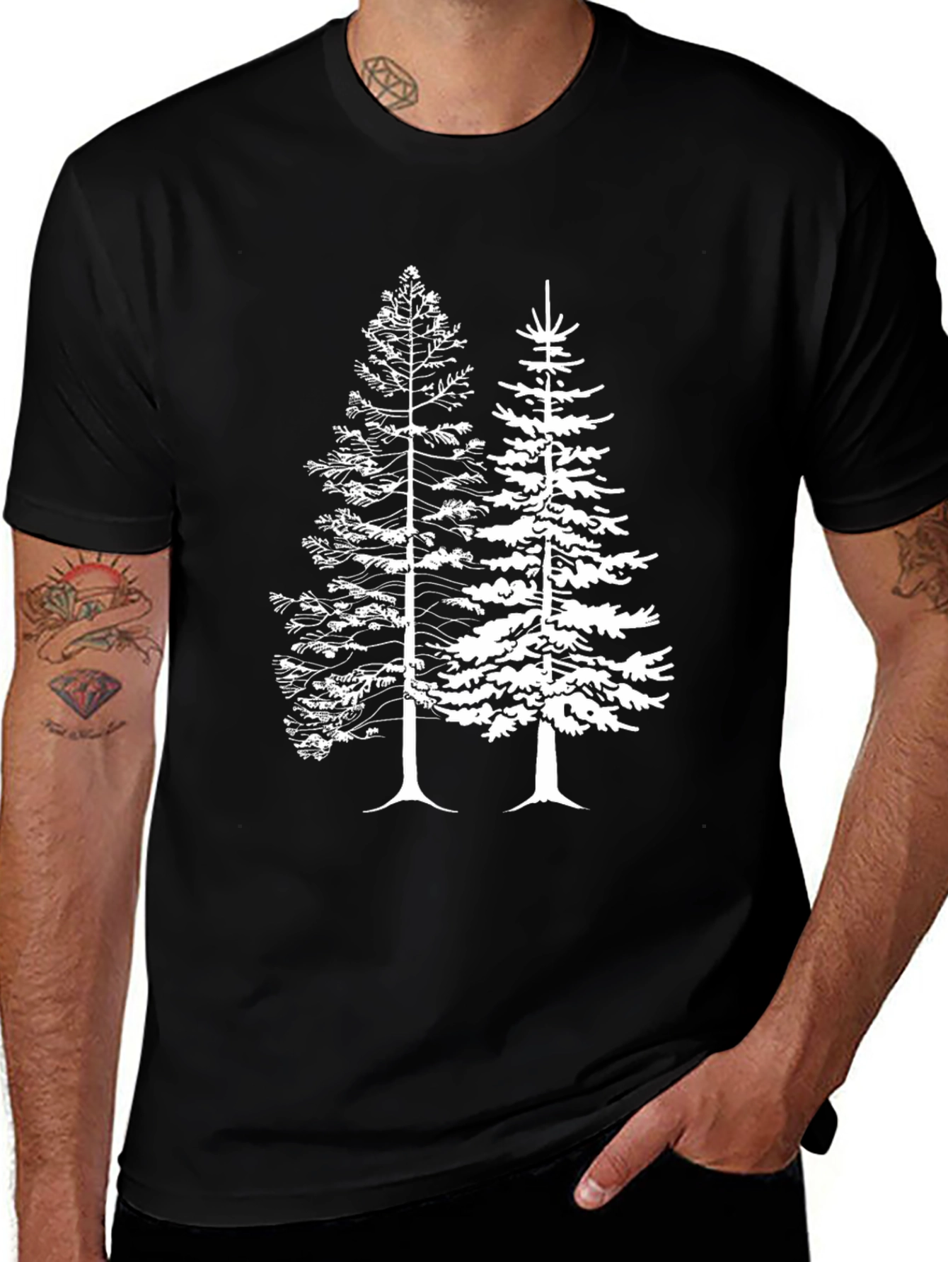 Nature Tree Graphic Black T-Shirt