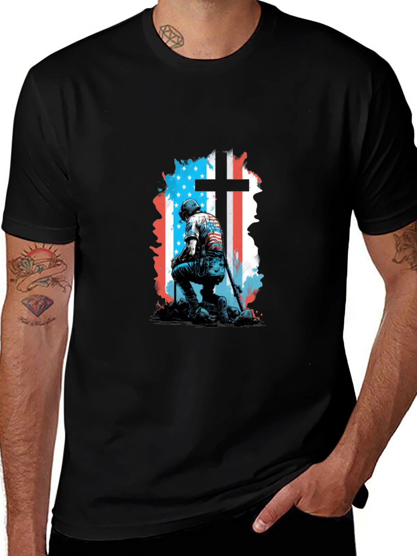 Patriotic Soldier Cross T-Shirt