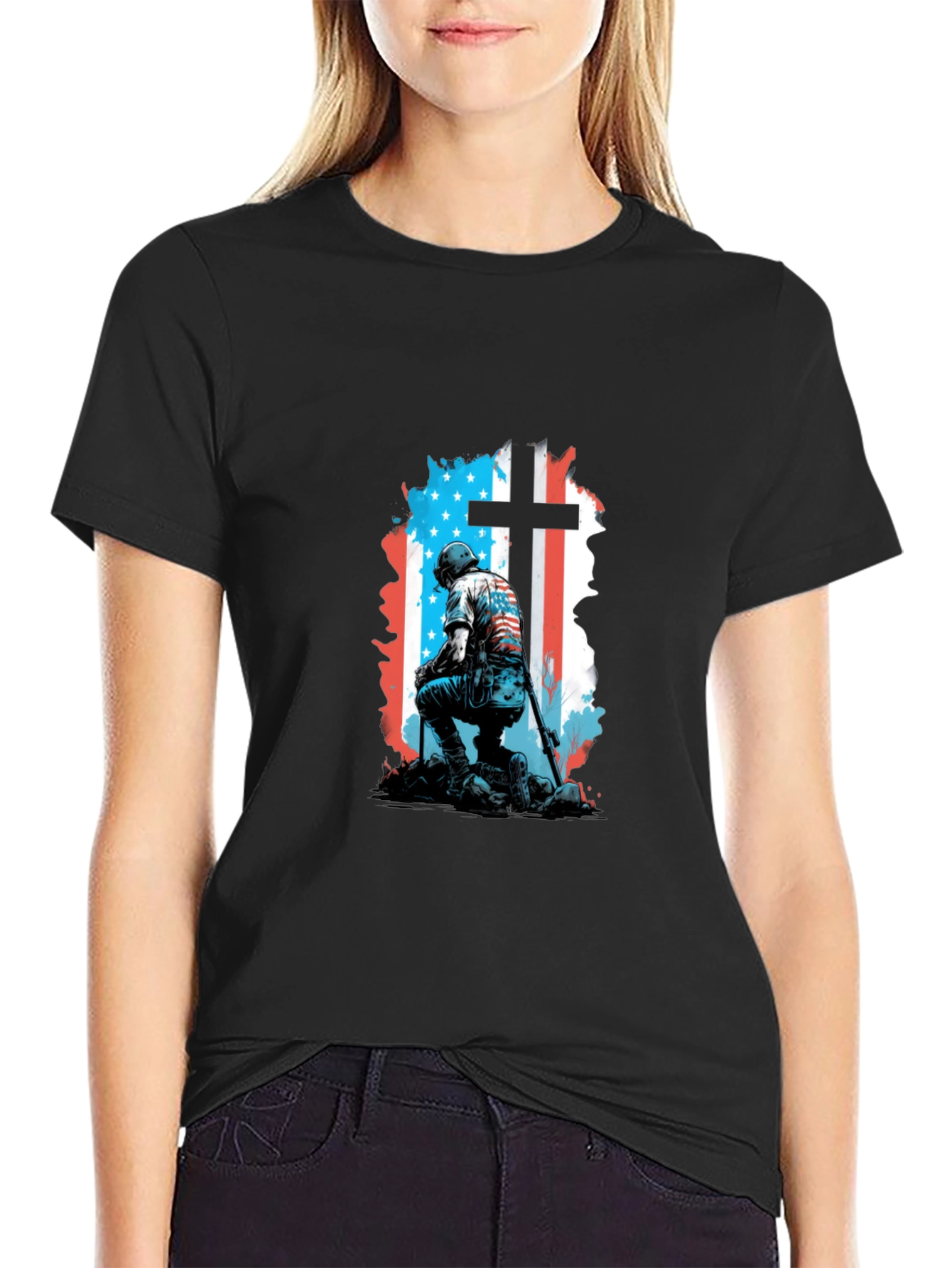 Patriotic Soldier Cross T-Shirt