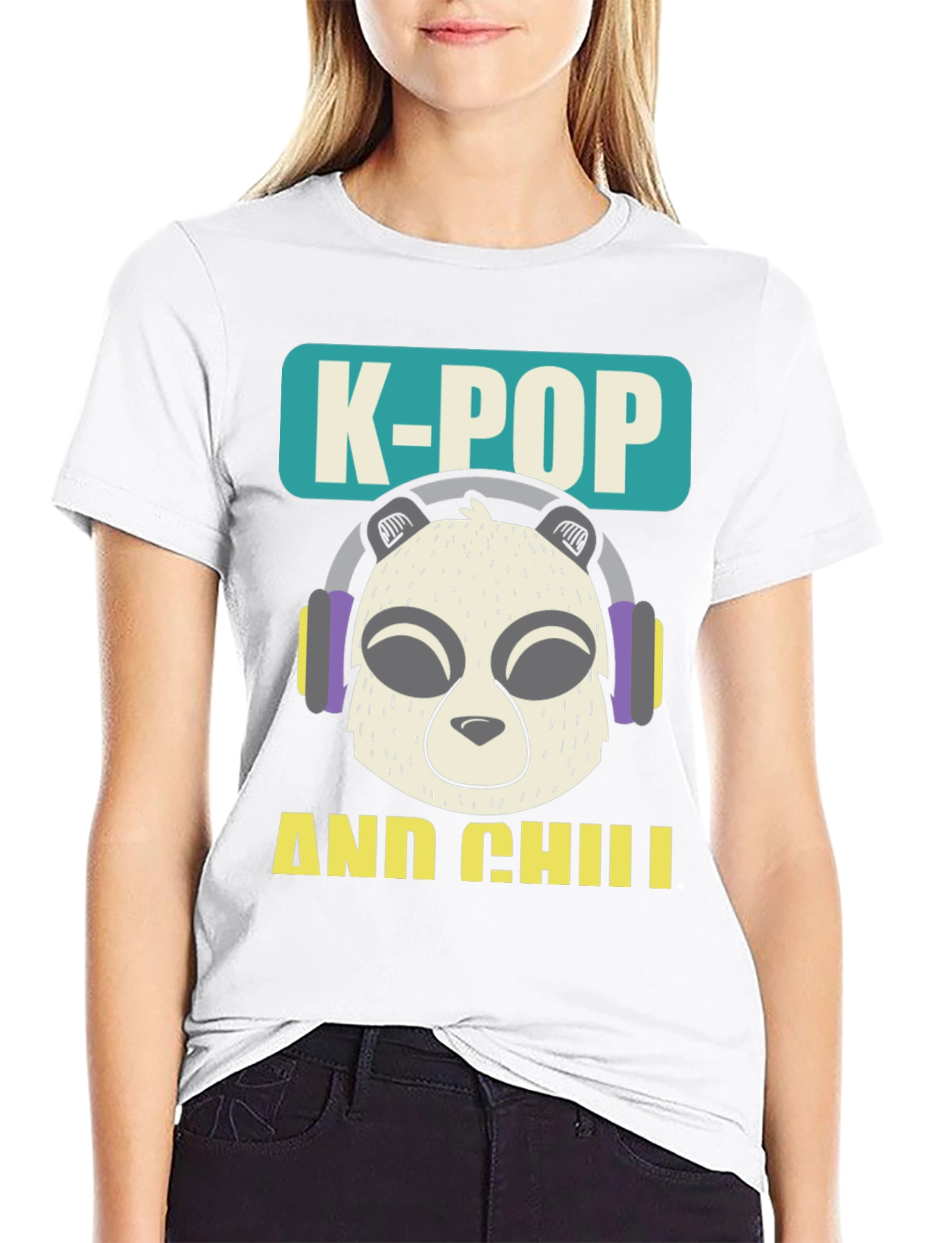 K-Pop and Chill Panda Graphic T-Shirt
