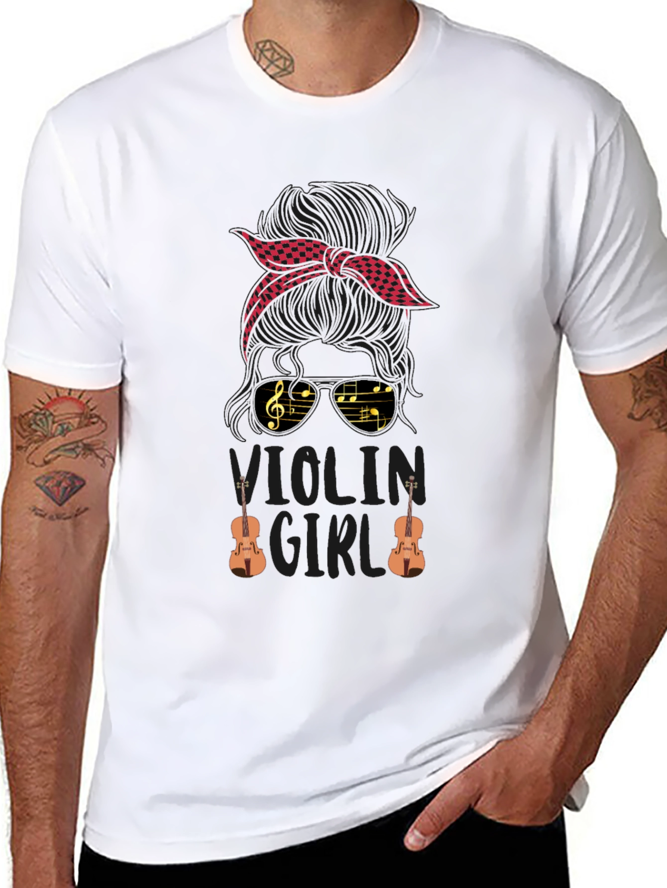 Violin Girl T-Shirt - Musician Bandana Tee
