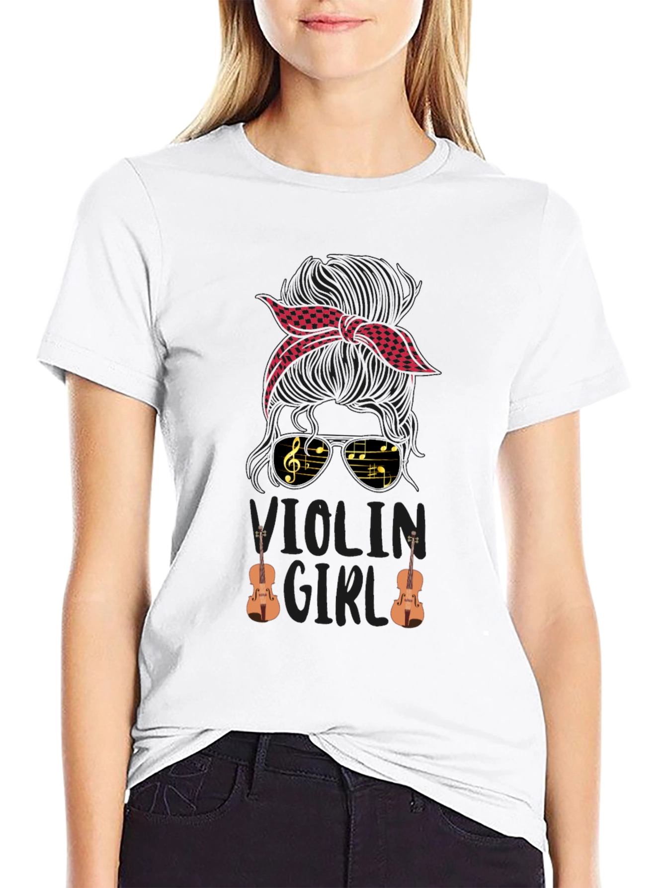 Violin Girl T-Shirt - Musician Bandana Tee